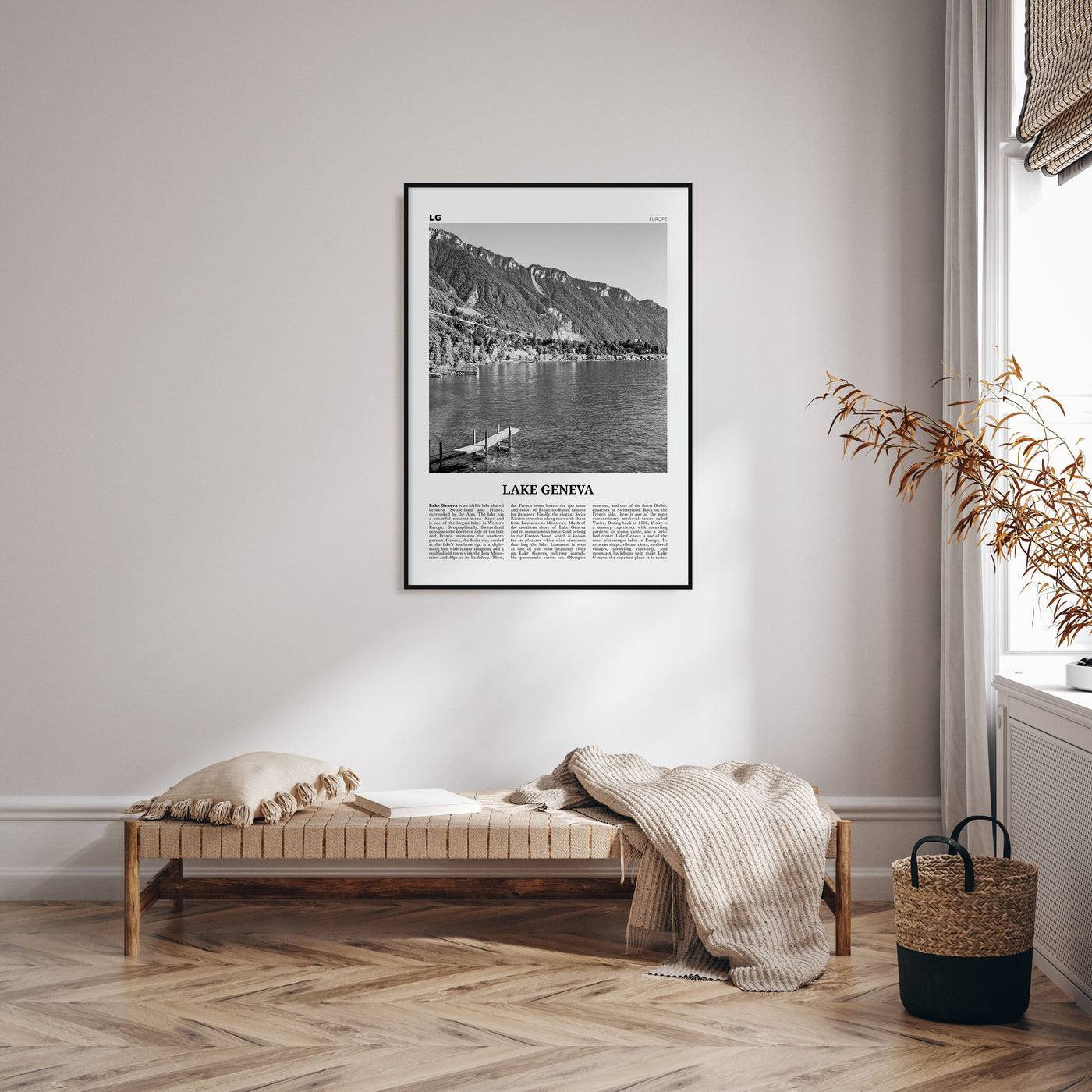 Lake Geneva Travel B&W Poster