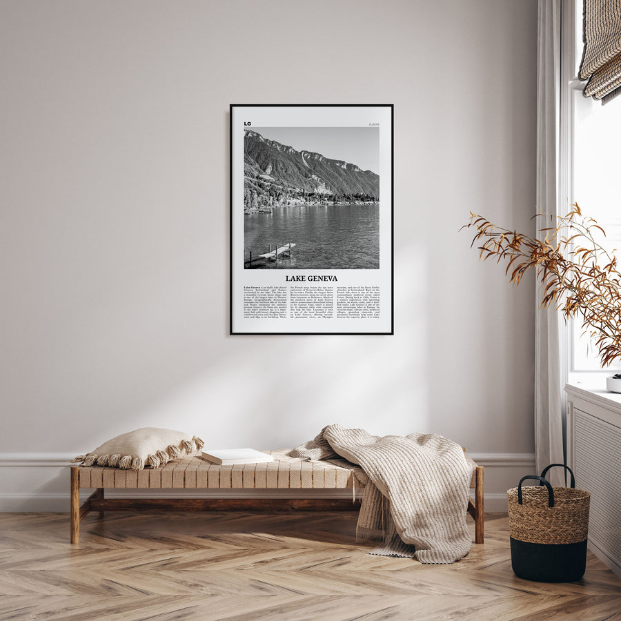 Lake Geneva Travel B&W Poster