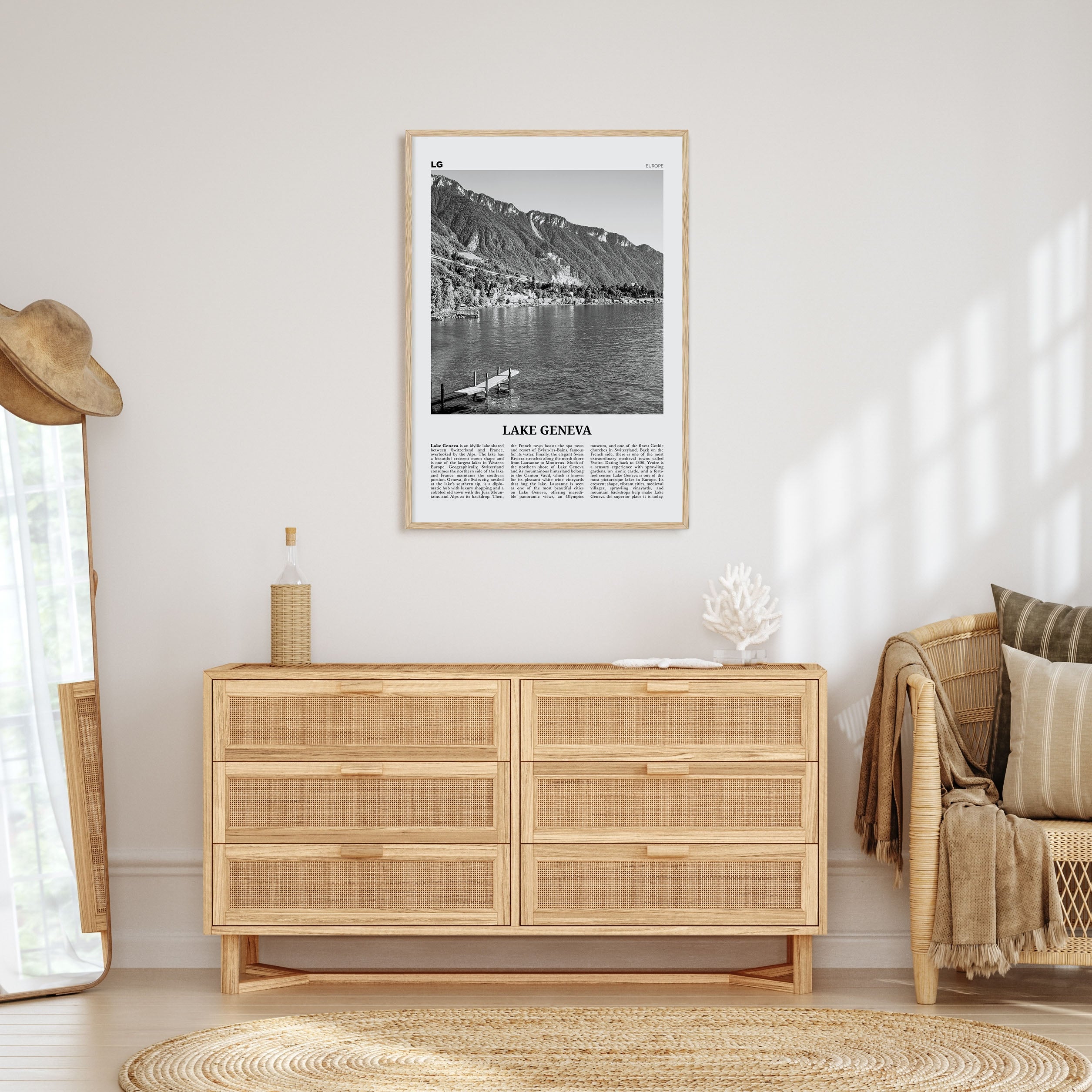 Lake Geneva Travel B&W Poster