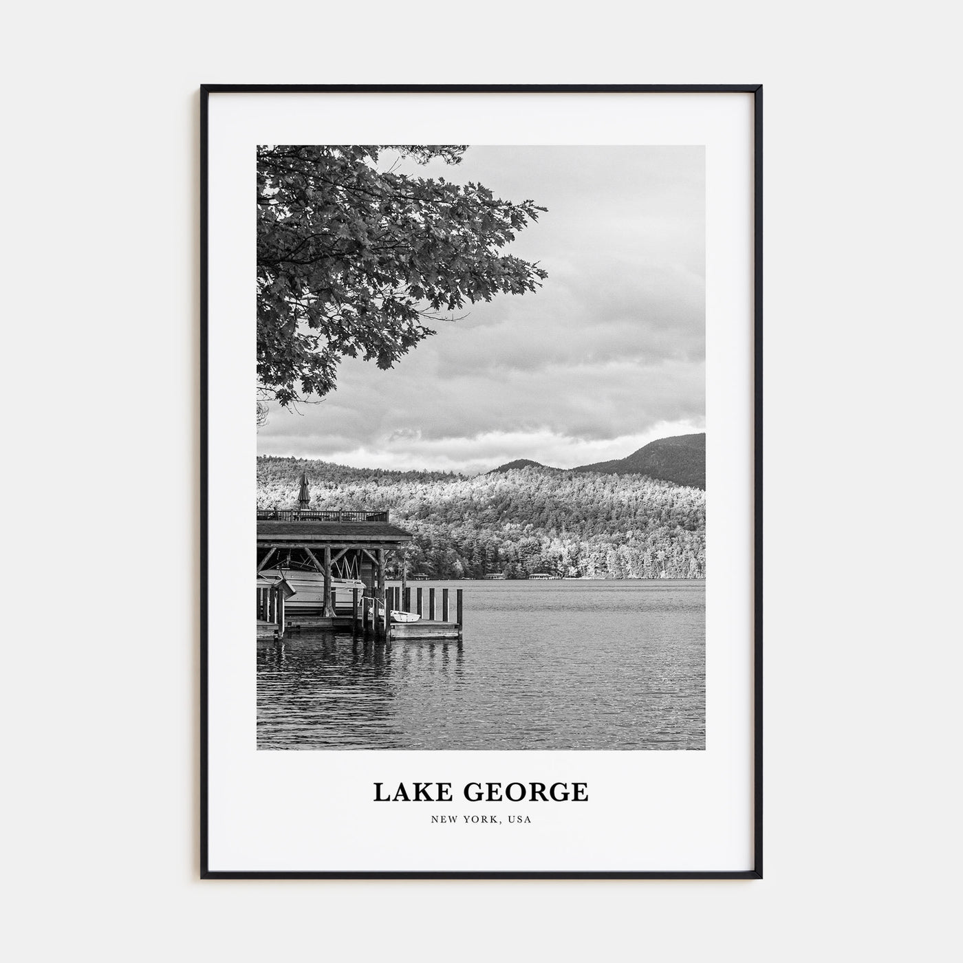 Lake George Portrait B&W Poster