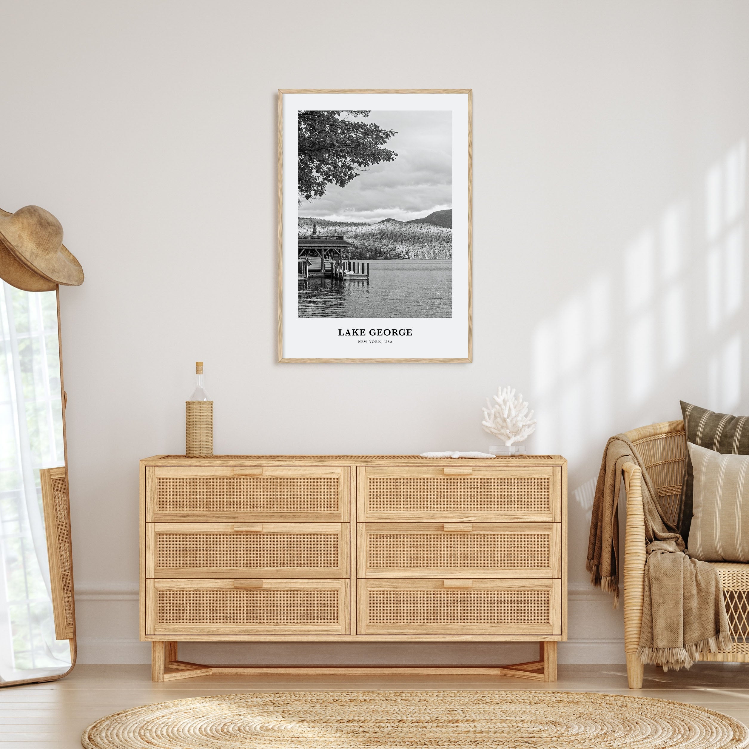 Lake George Portrait B&W Poster