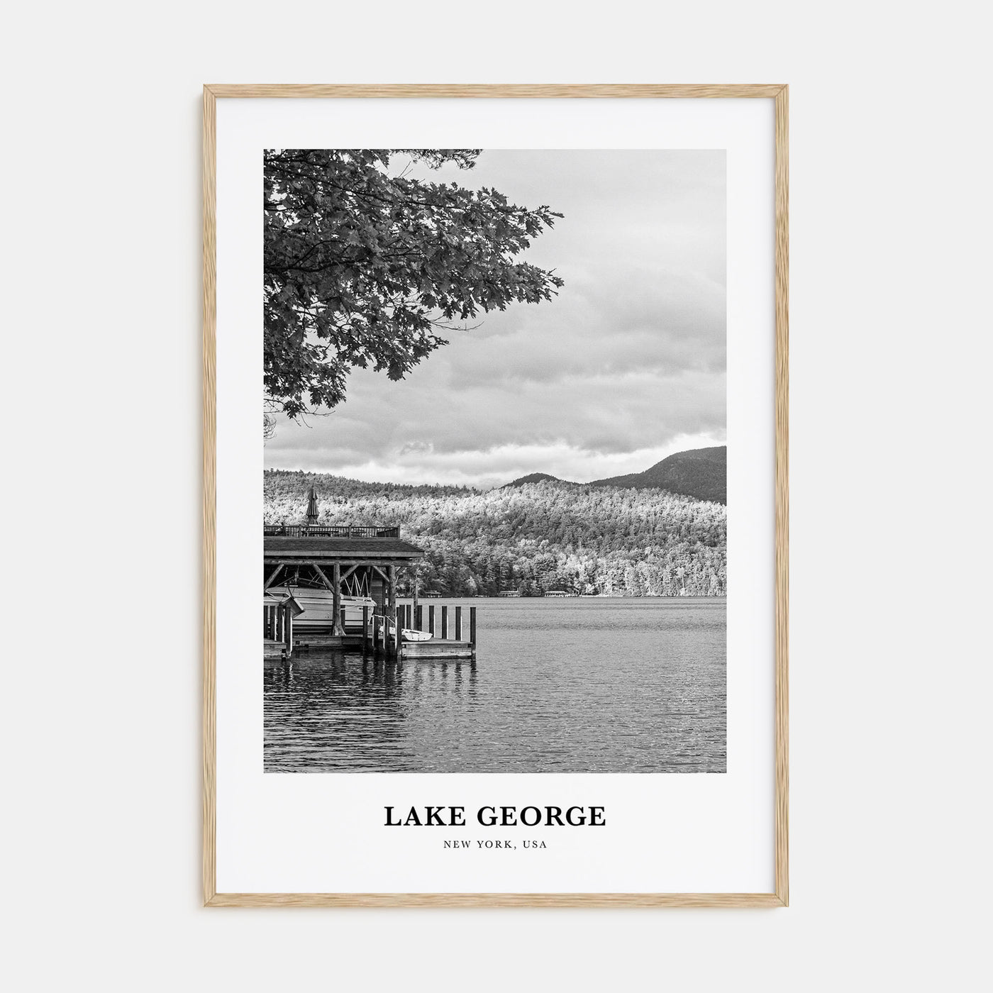 Lake George Portrait B&W Poster
