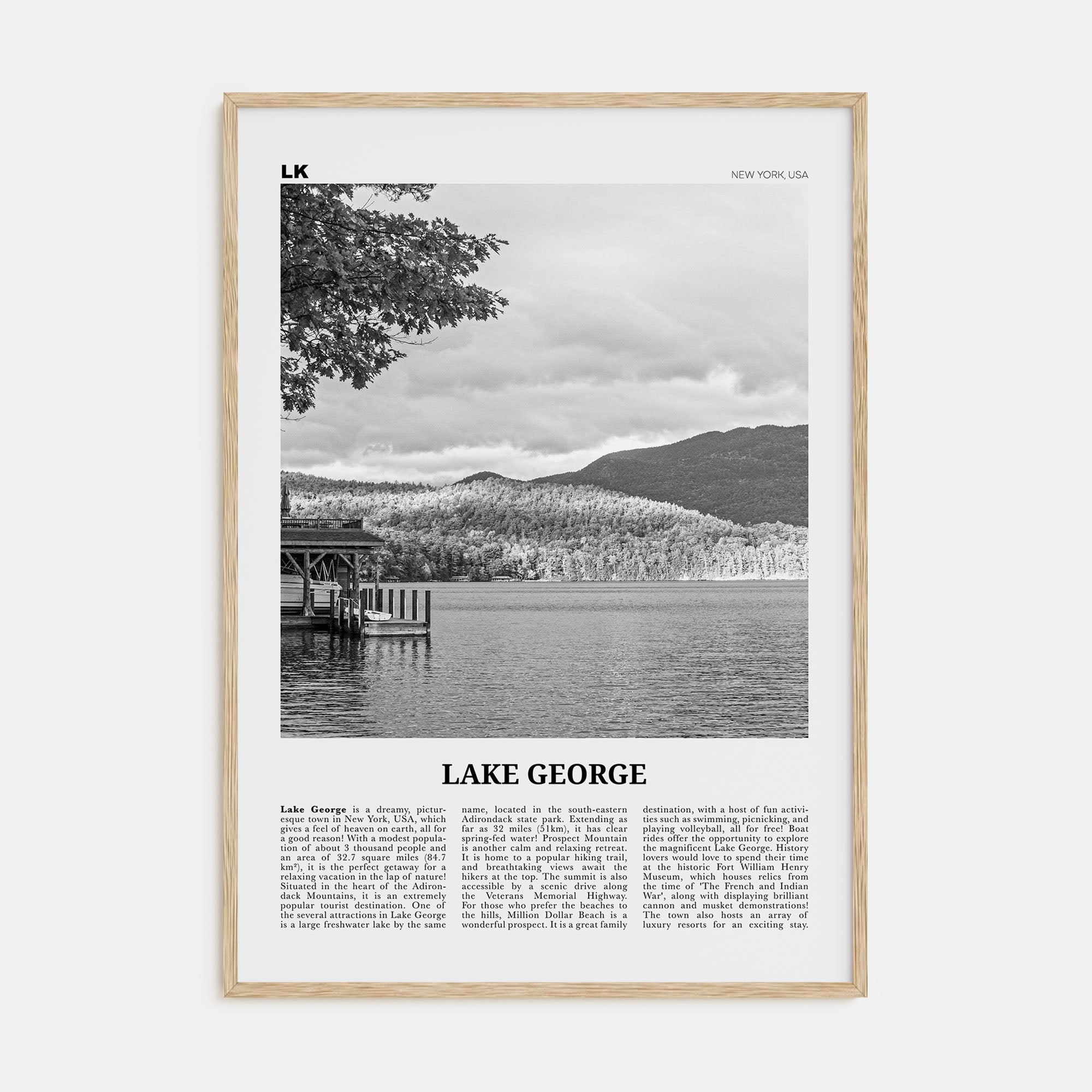 Lake George Travel B&W Poster