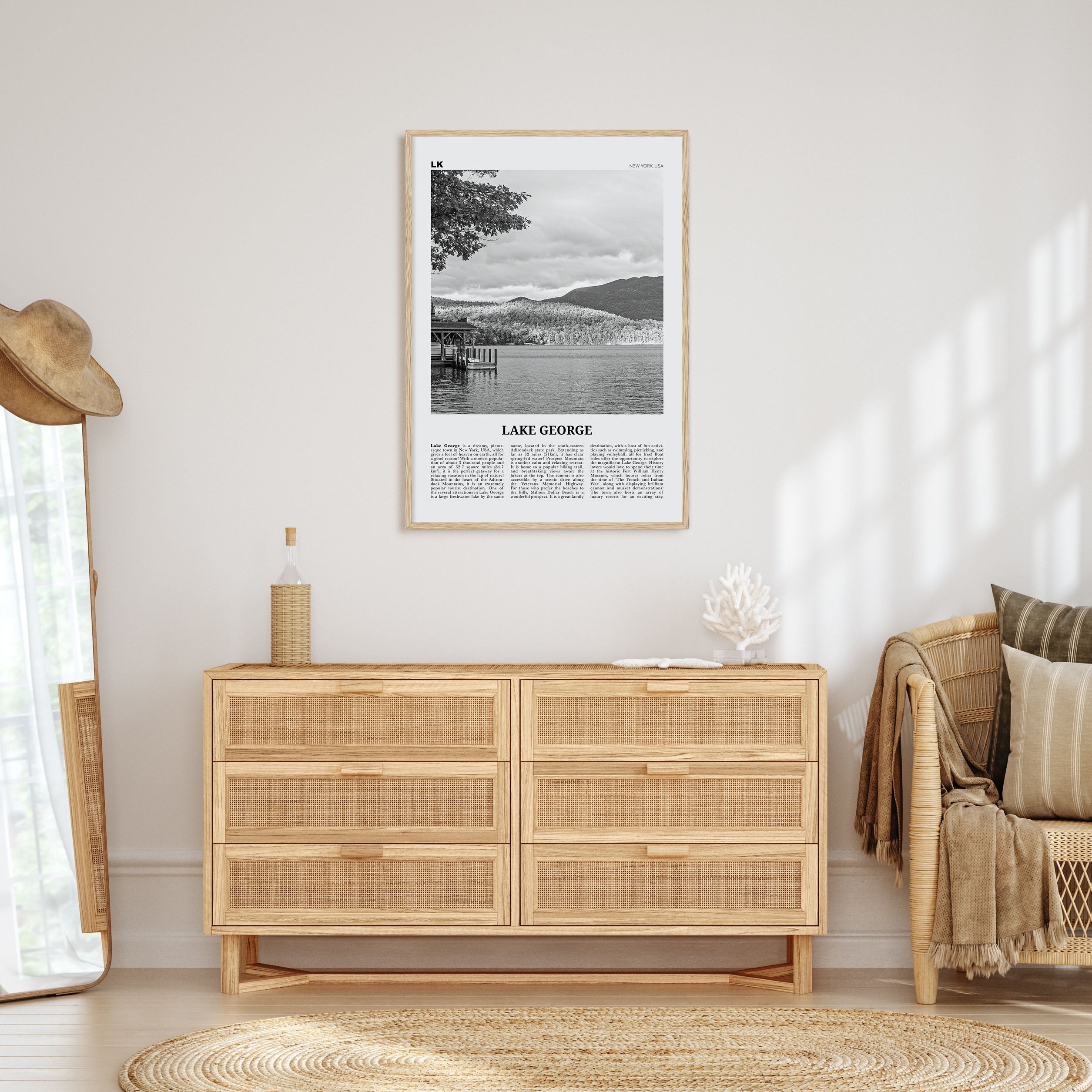 Lake George Travel B&W Poster