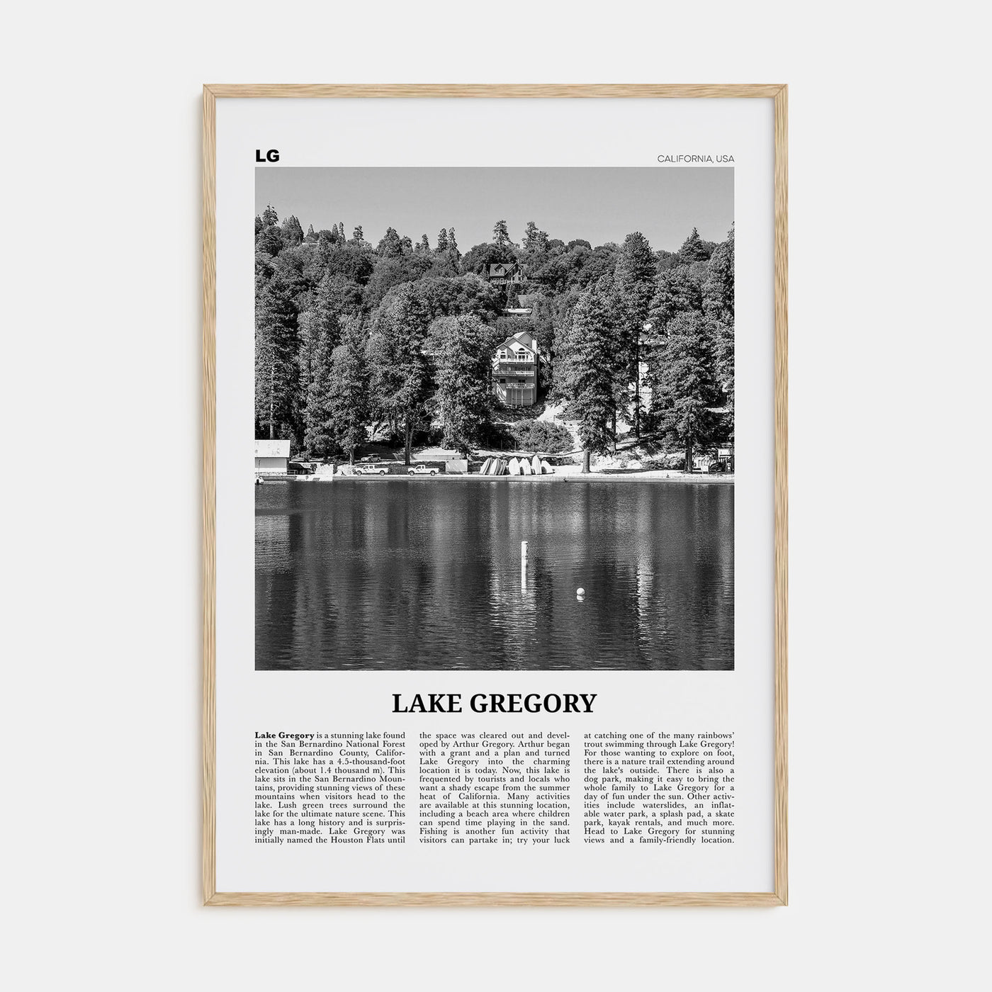Lake Gregory Travel B&W Poster