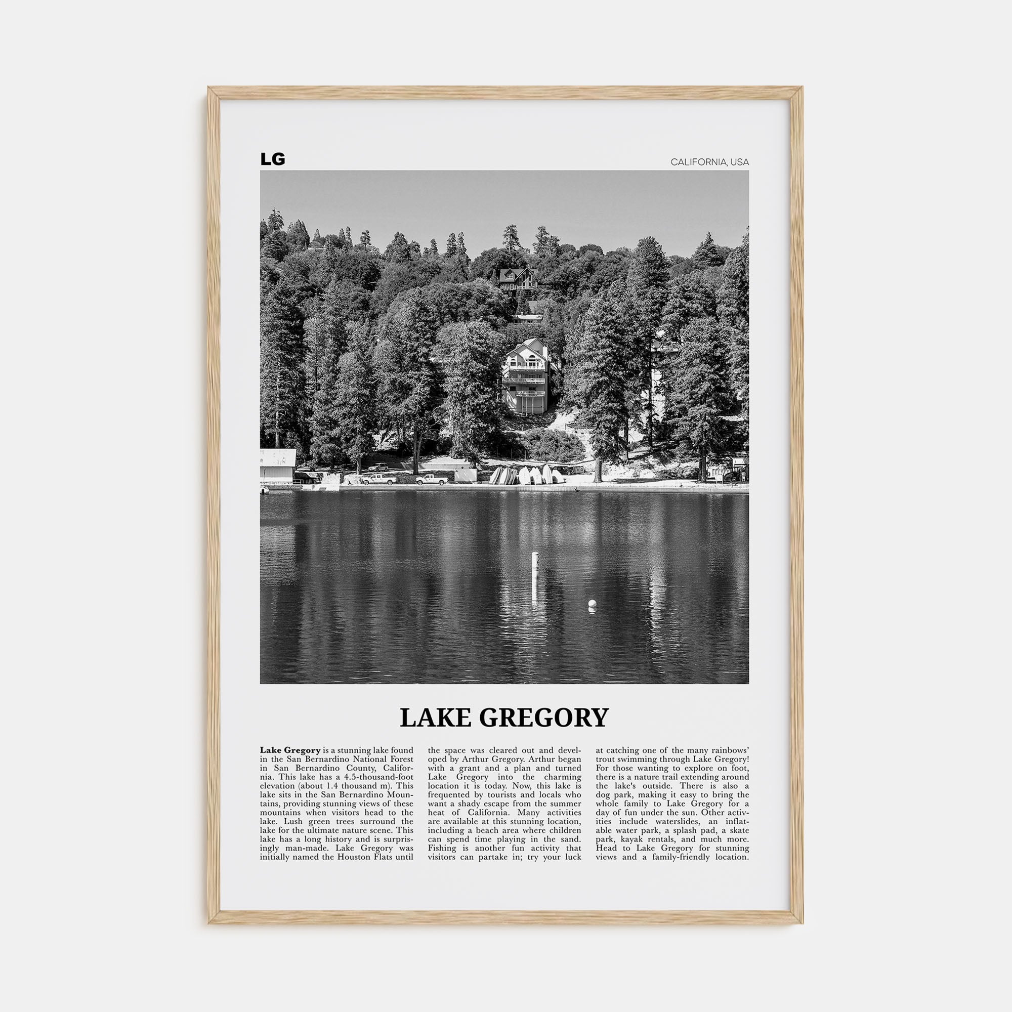 Lake Gregory Travel B&W Poster