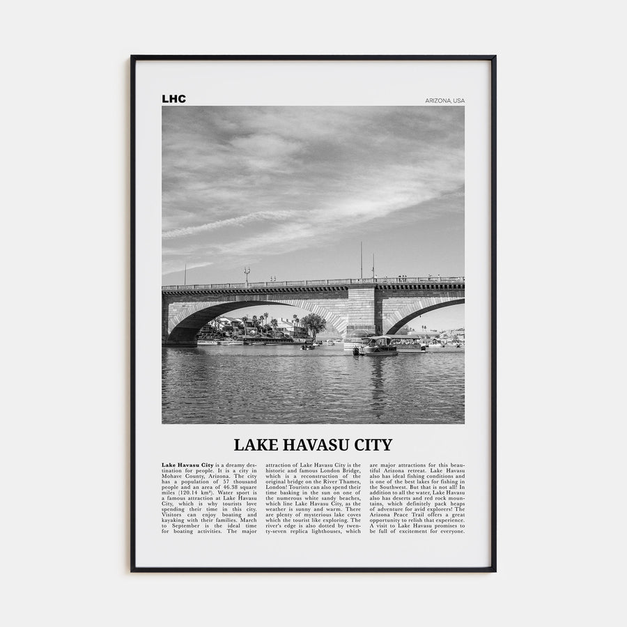 Lake Havasu City Travel B&W Poster
