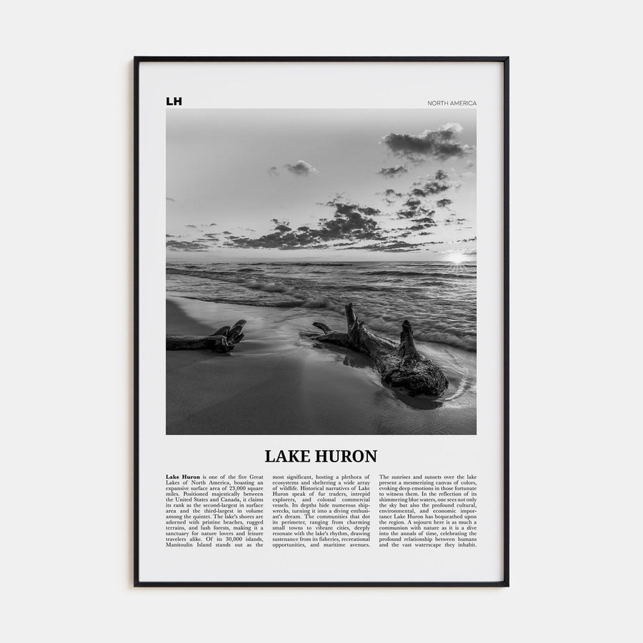 Lake Huron Travel B&W Poster