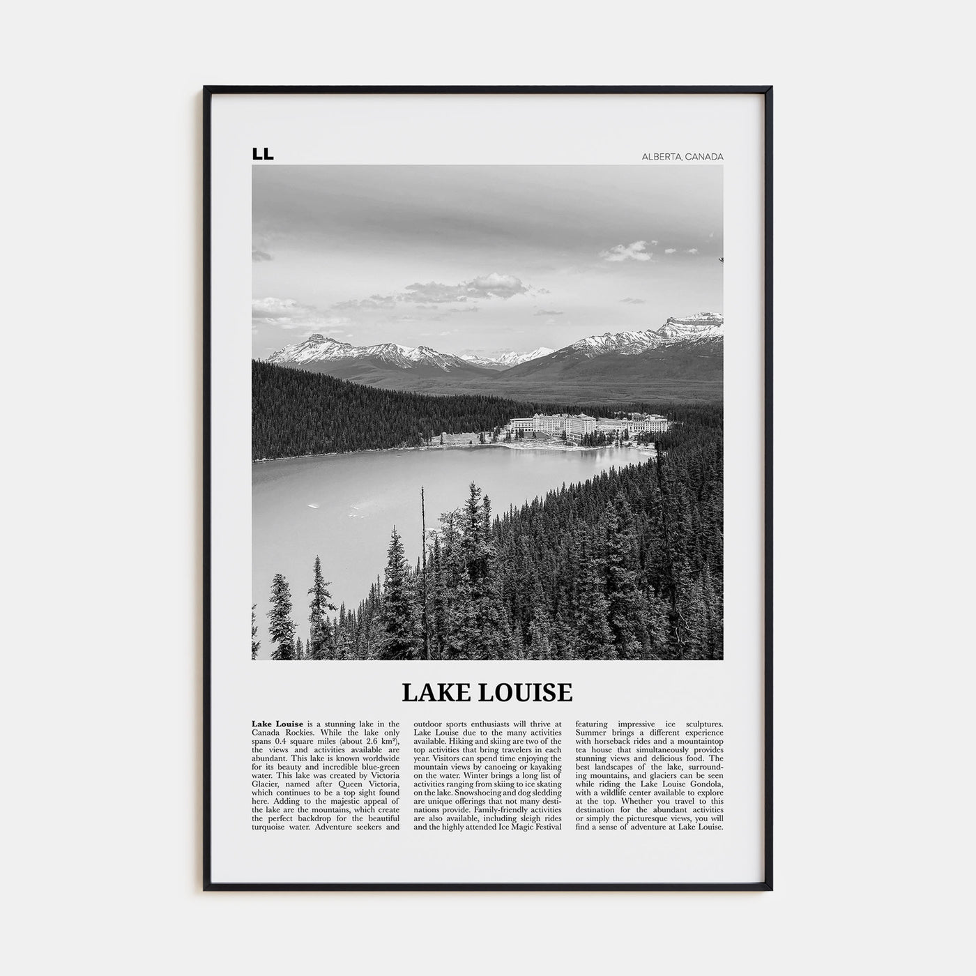 Lake Louise Travel B&W No 1 Poster