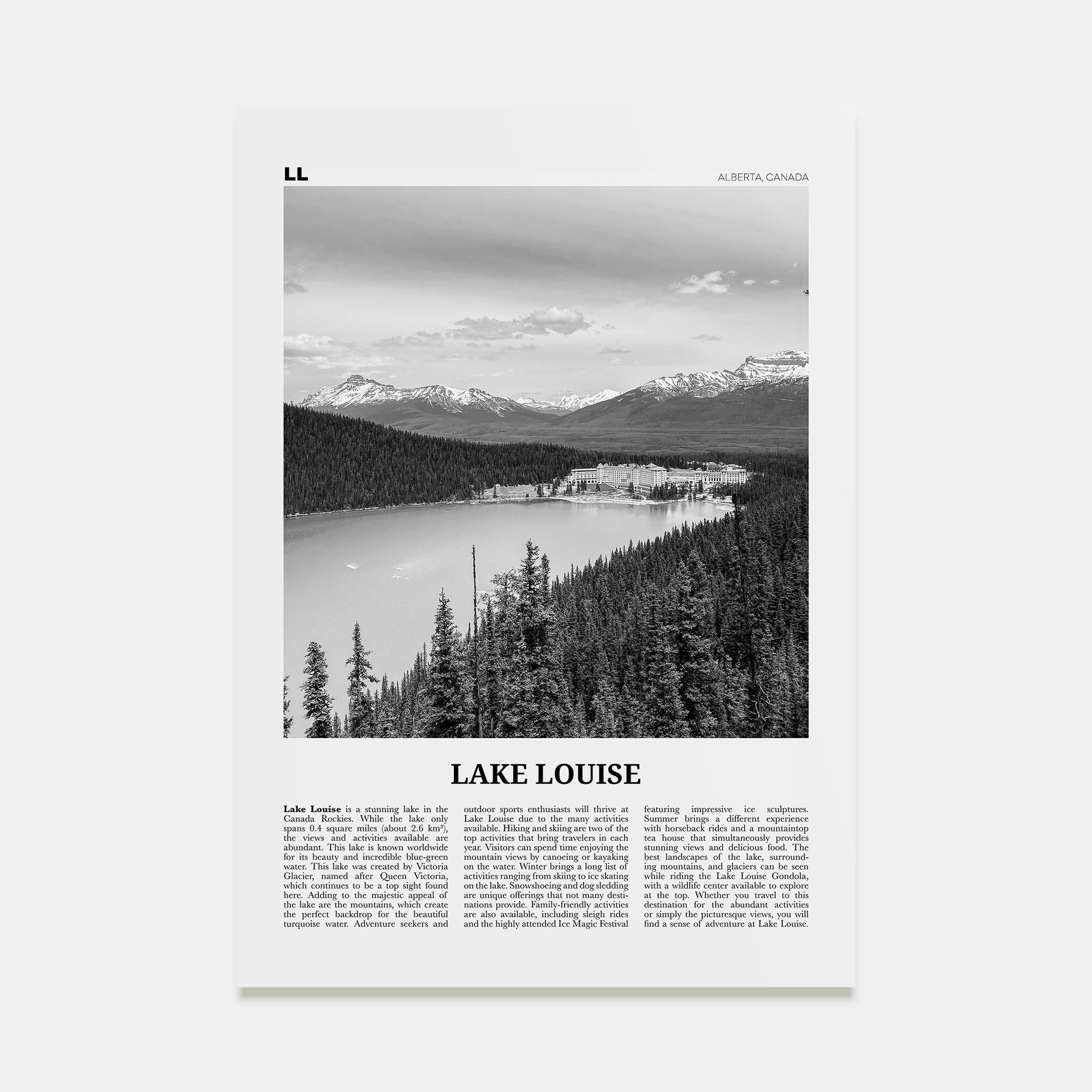 Lake Louise Travel B&W No 1 Poster