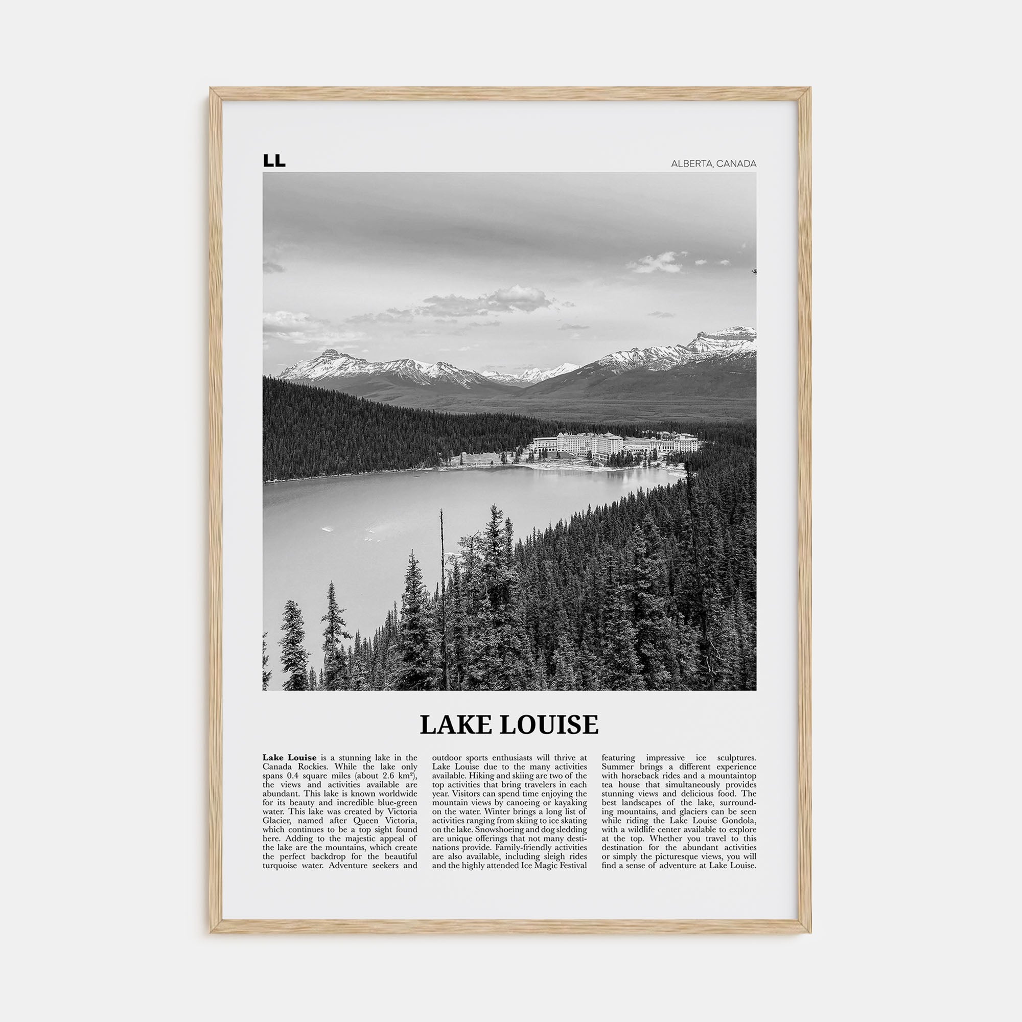 Lake Louise Travel B&W No 1 Poster