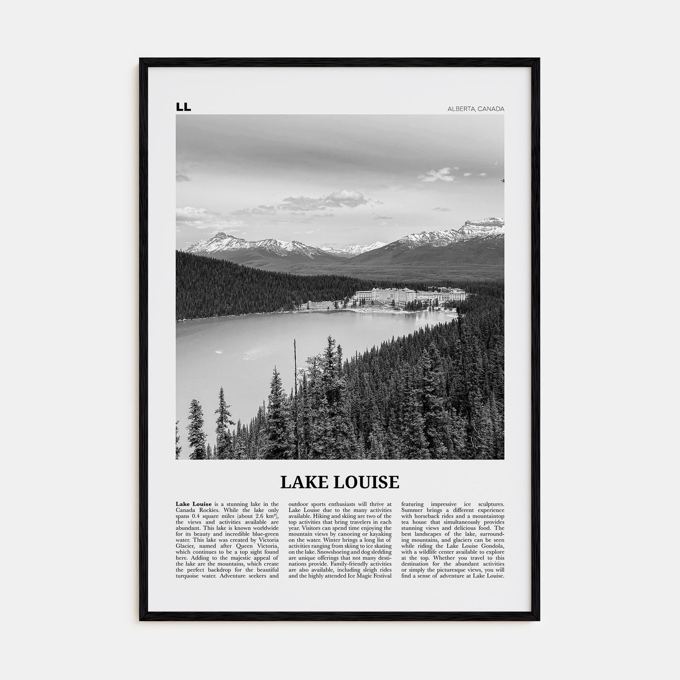 Lake Louise Travel B&W No 1 Poster