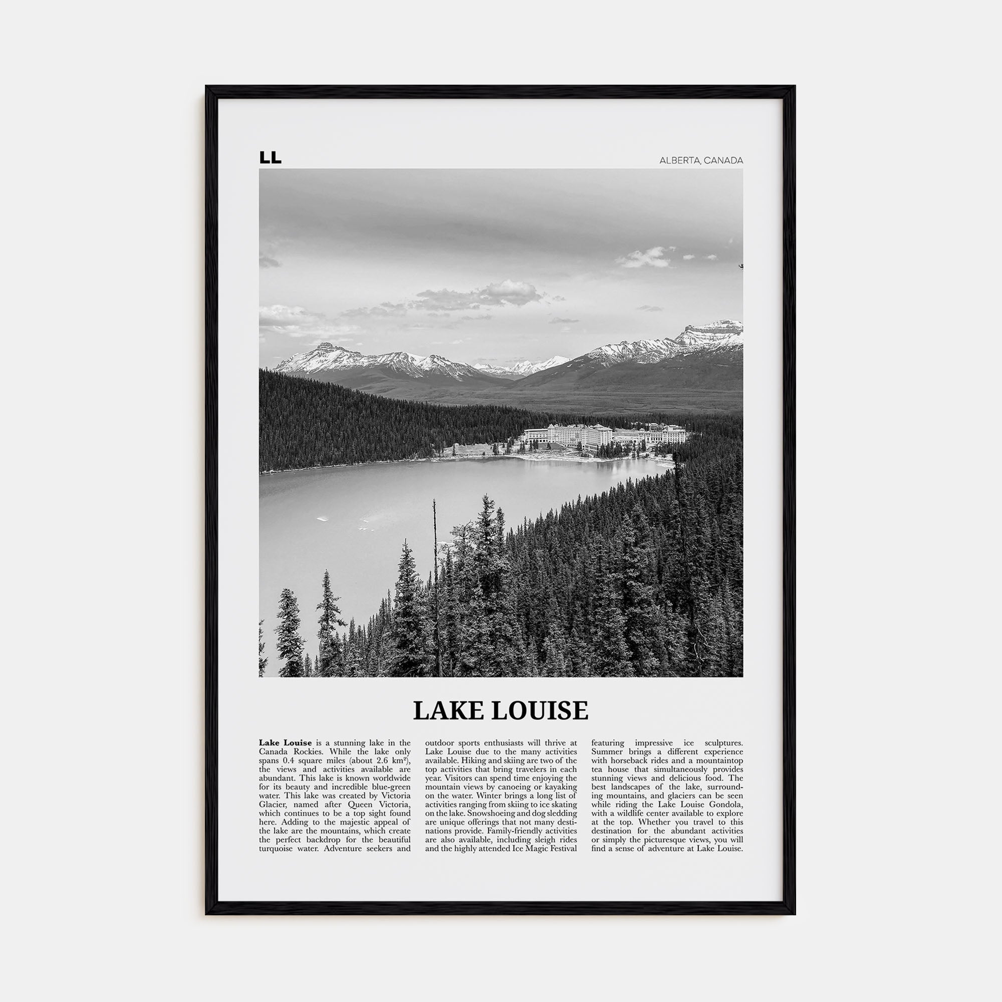 Lake Louise Travel B&W No 1 Poster