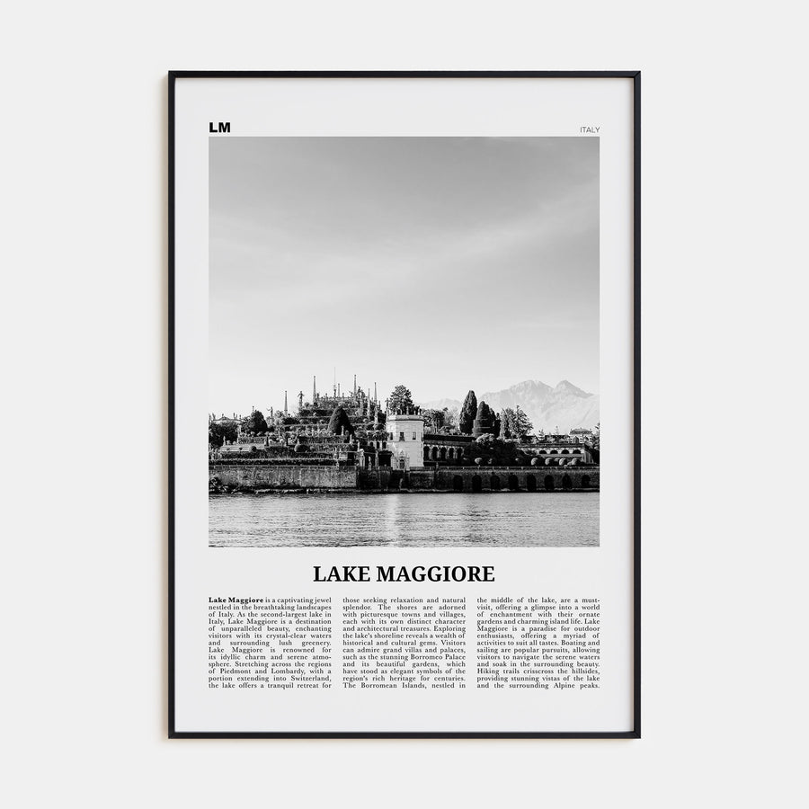 Lake Maggiore Travel B&W Poster