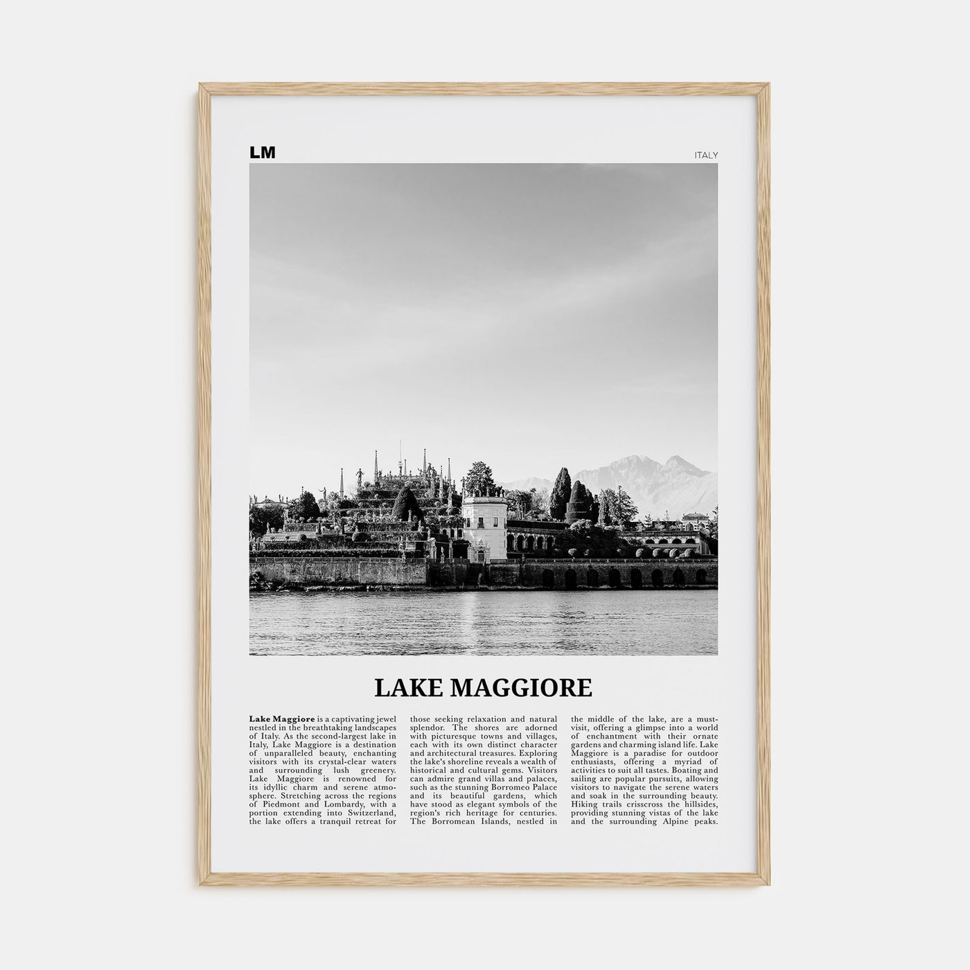 Lake Maggiore Travel B&W Poster