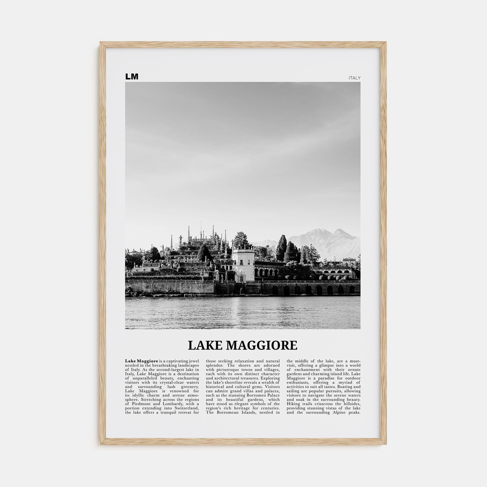 Lake Maggiore Travel B&W Poster