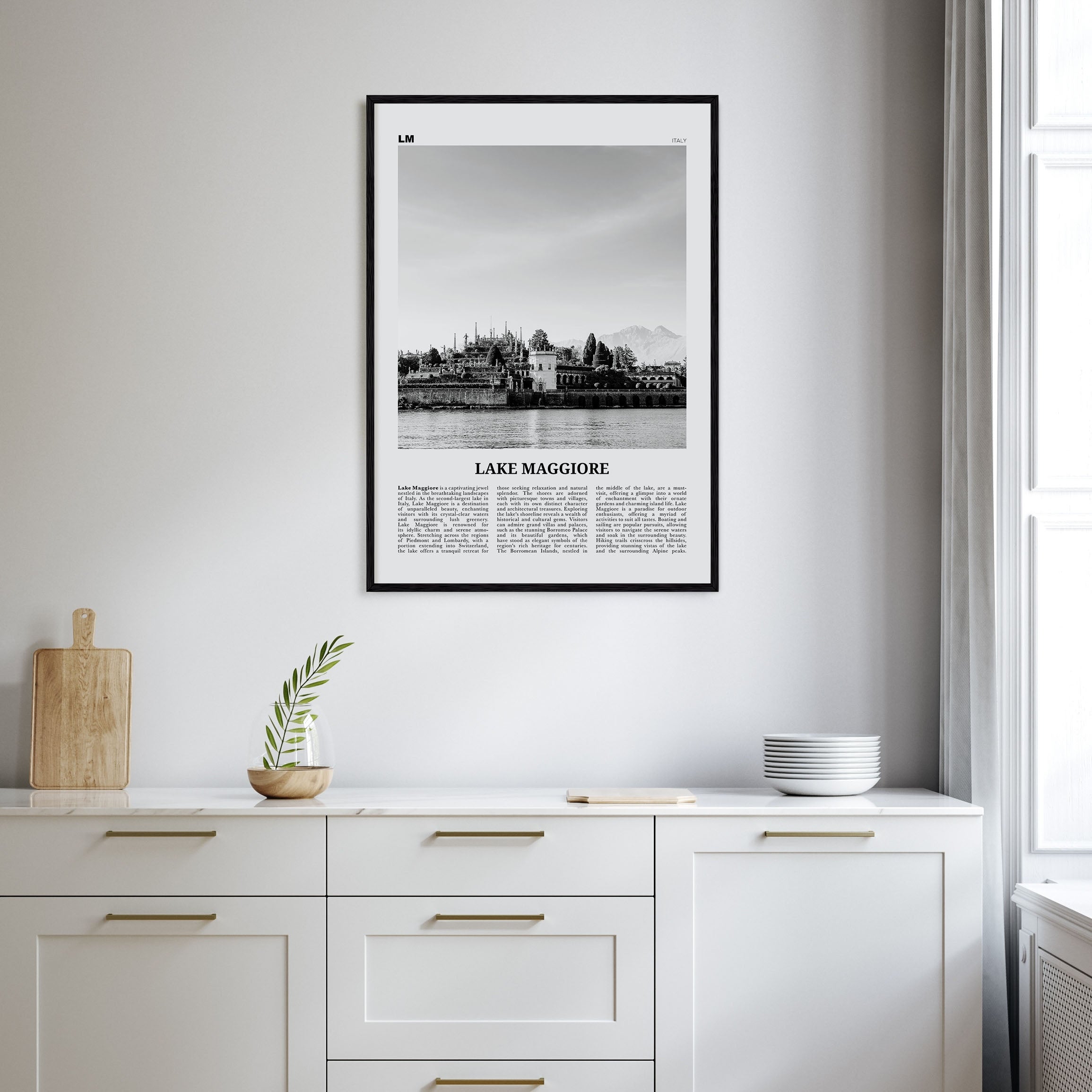 Lake Maggiore Travel B&W Poster