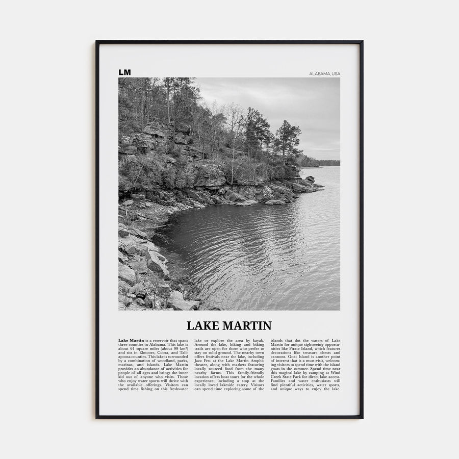 Lake Martin Travel B&W No 1 Poster