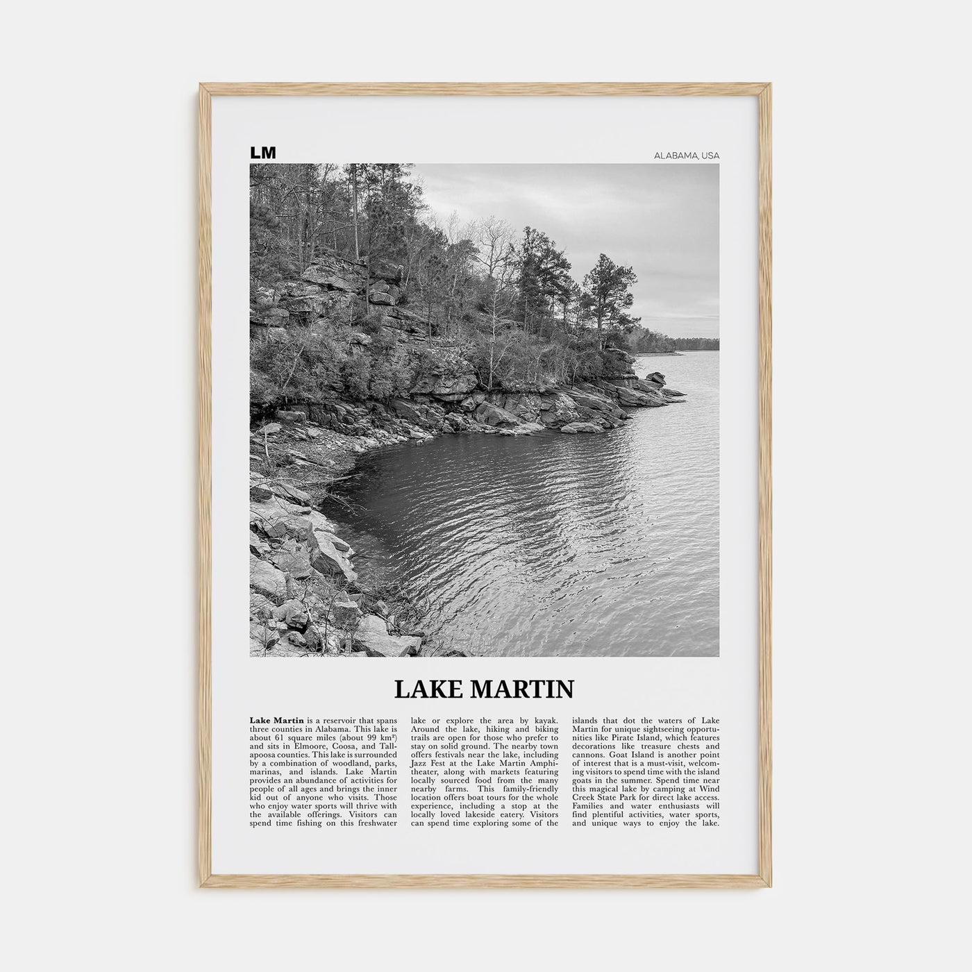 Lake Martin Travel B&W No 1 Poster