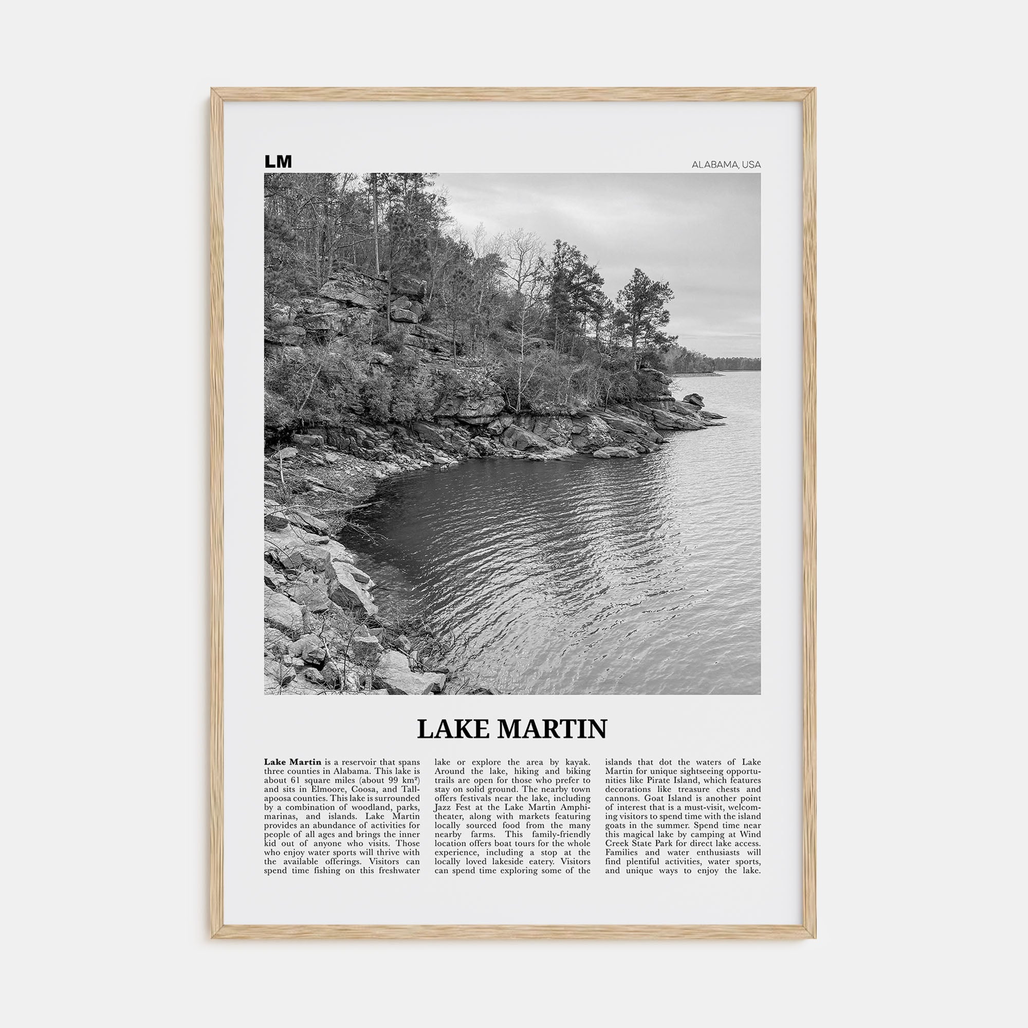 Lake Martin Travel B&W No 1 Poster