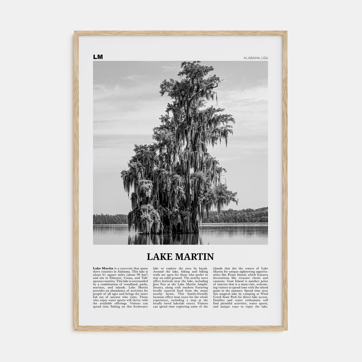 Lake Martin Travel B&W No 2 Poster