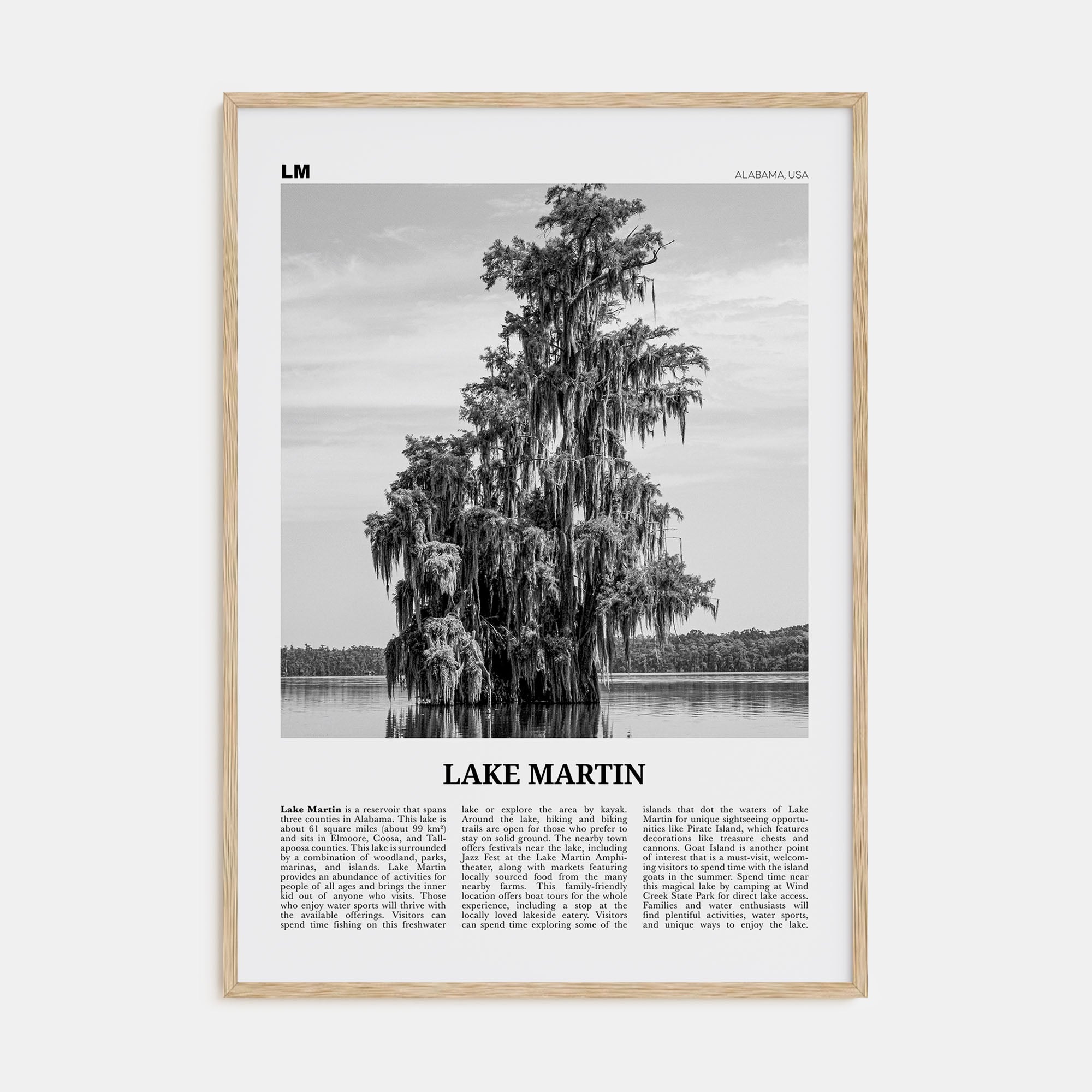 Lake Martin Travel B&W No 2 Poster