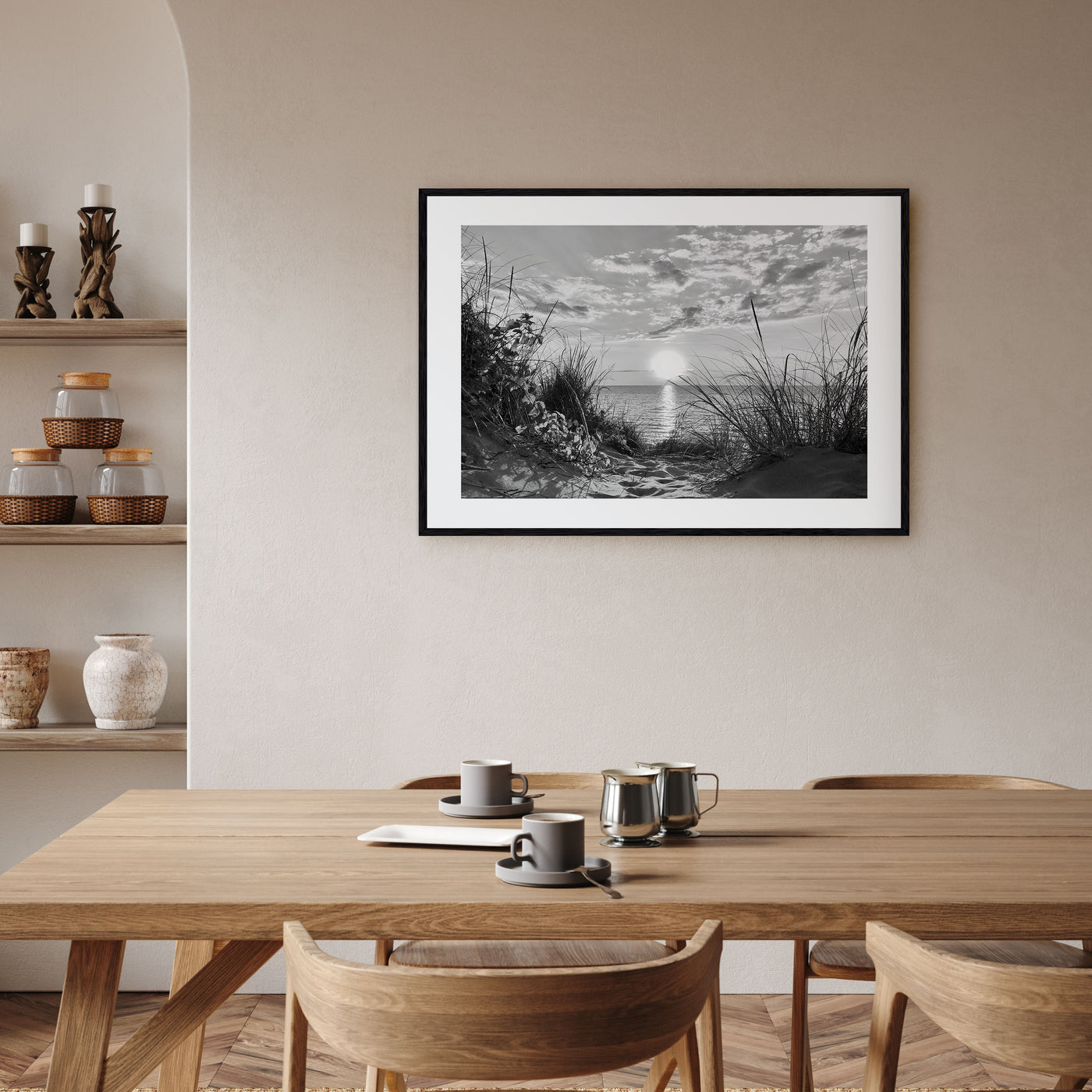 Lake Michigan Landscape B&W Poster