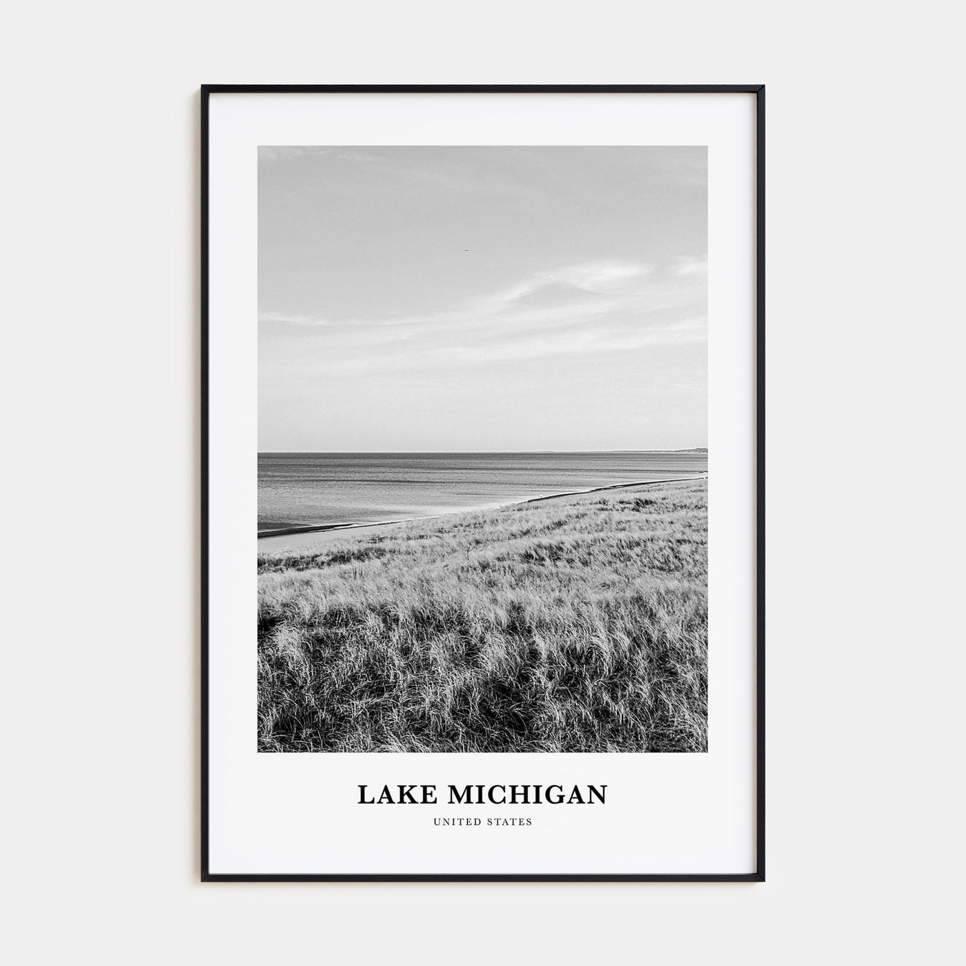Lake Michigan Portrait B&W Poster