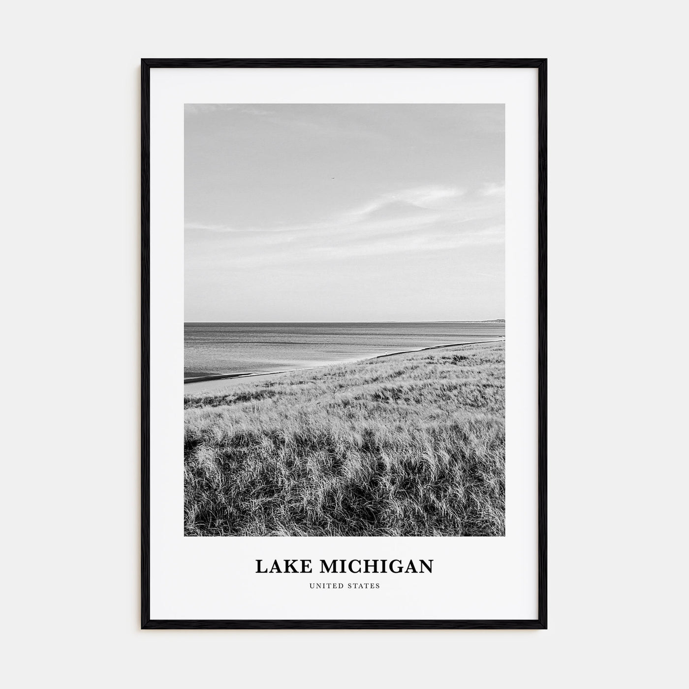 Lake Michigan Portrait B&W Poster
