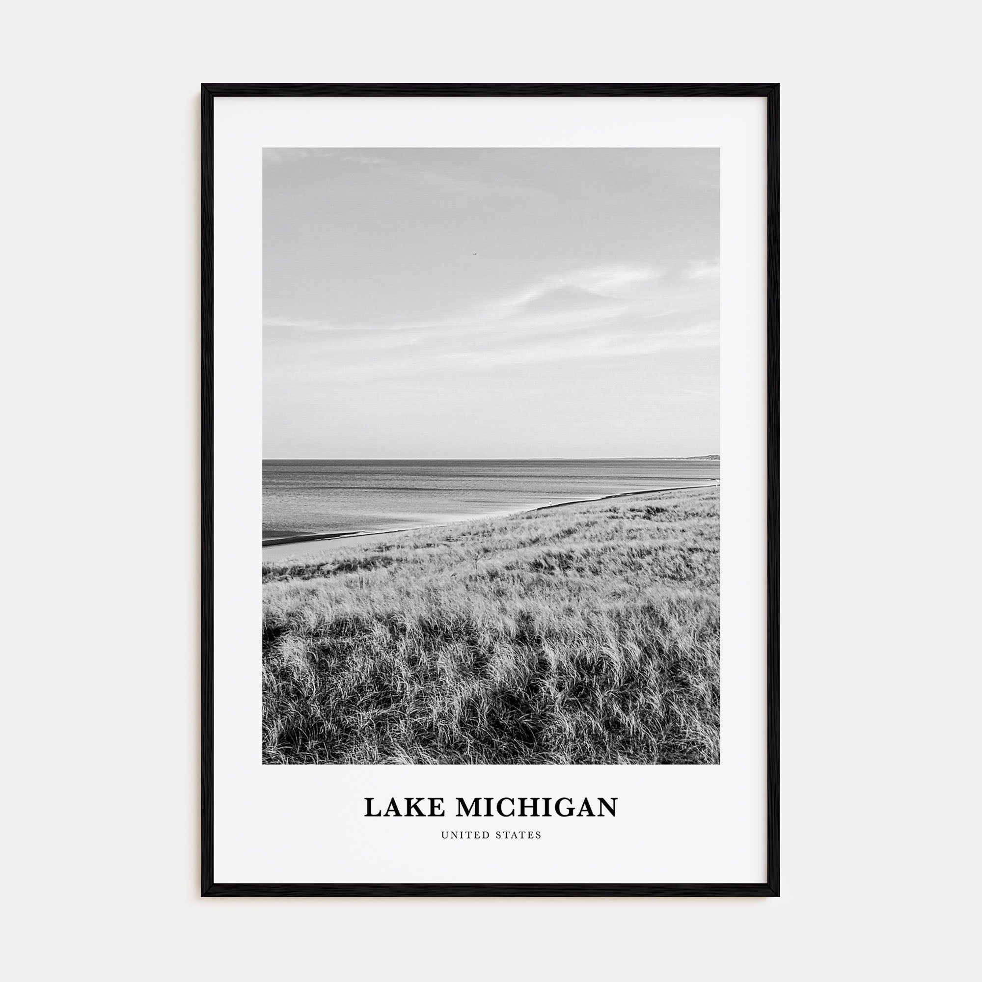 Lake Michigan Portrait B&W Poster