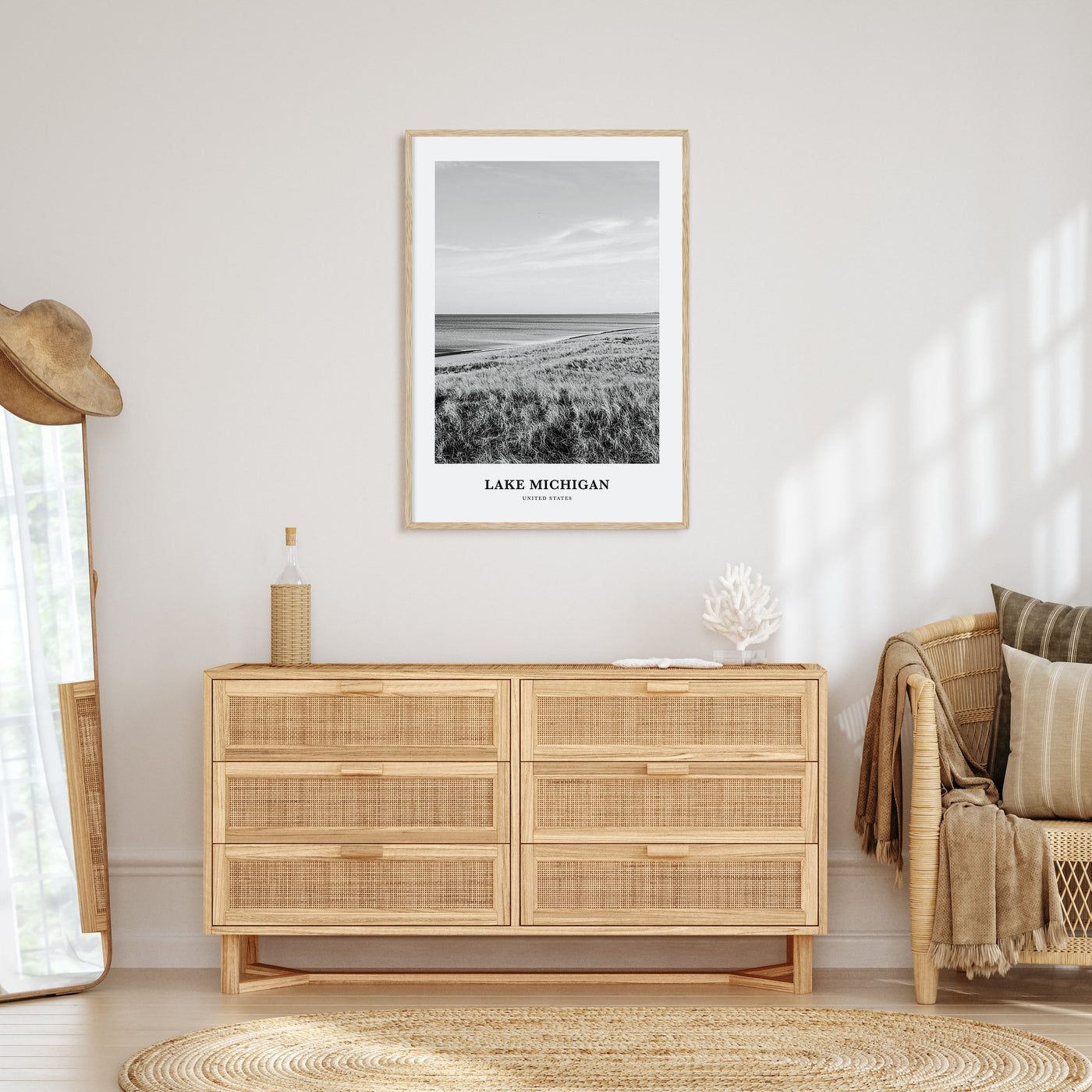 Lake Michigan Portrait B&W Poster