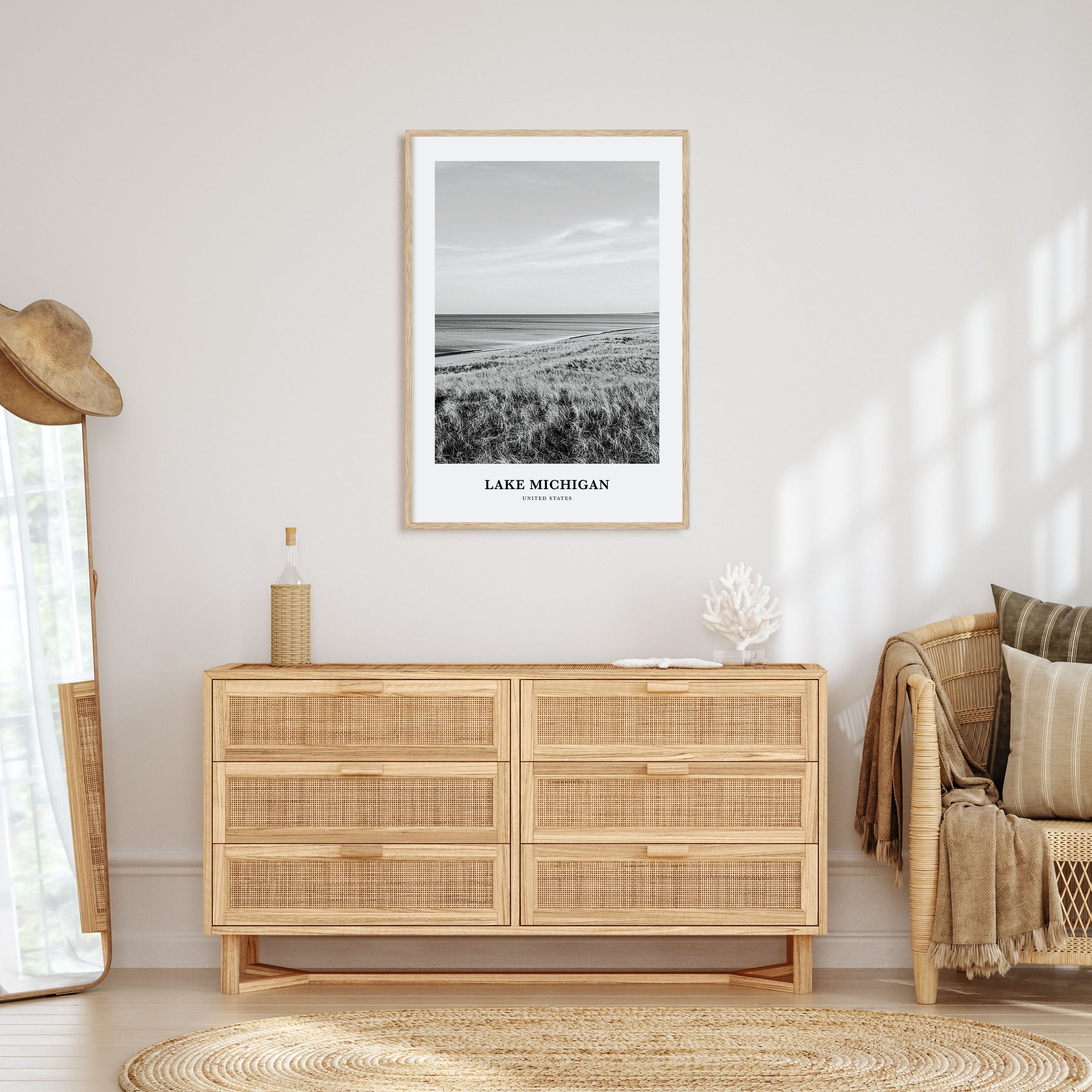 Lake Michigan Portrait B&W Poster