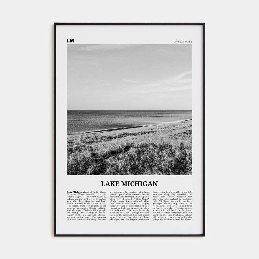 Lake Michigan Travel B&W Poster