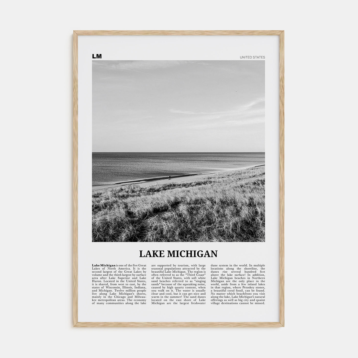 Lake Michigan Travel B&W Poster