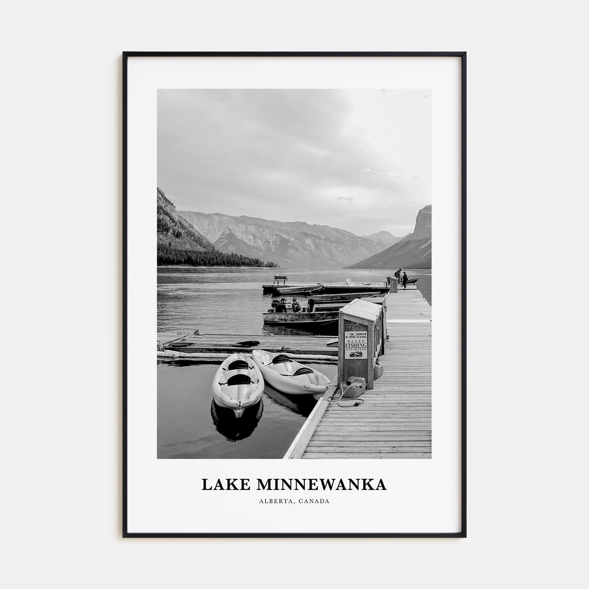 Lake Minnewanka Portrait B&W Poster