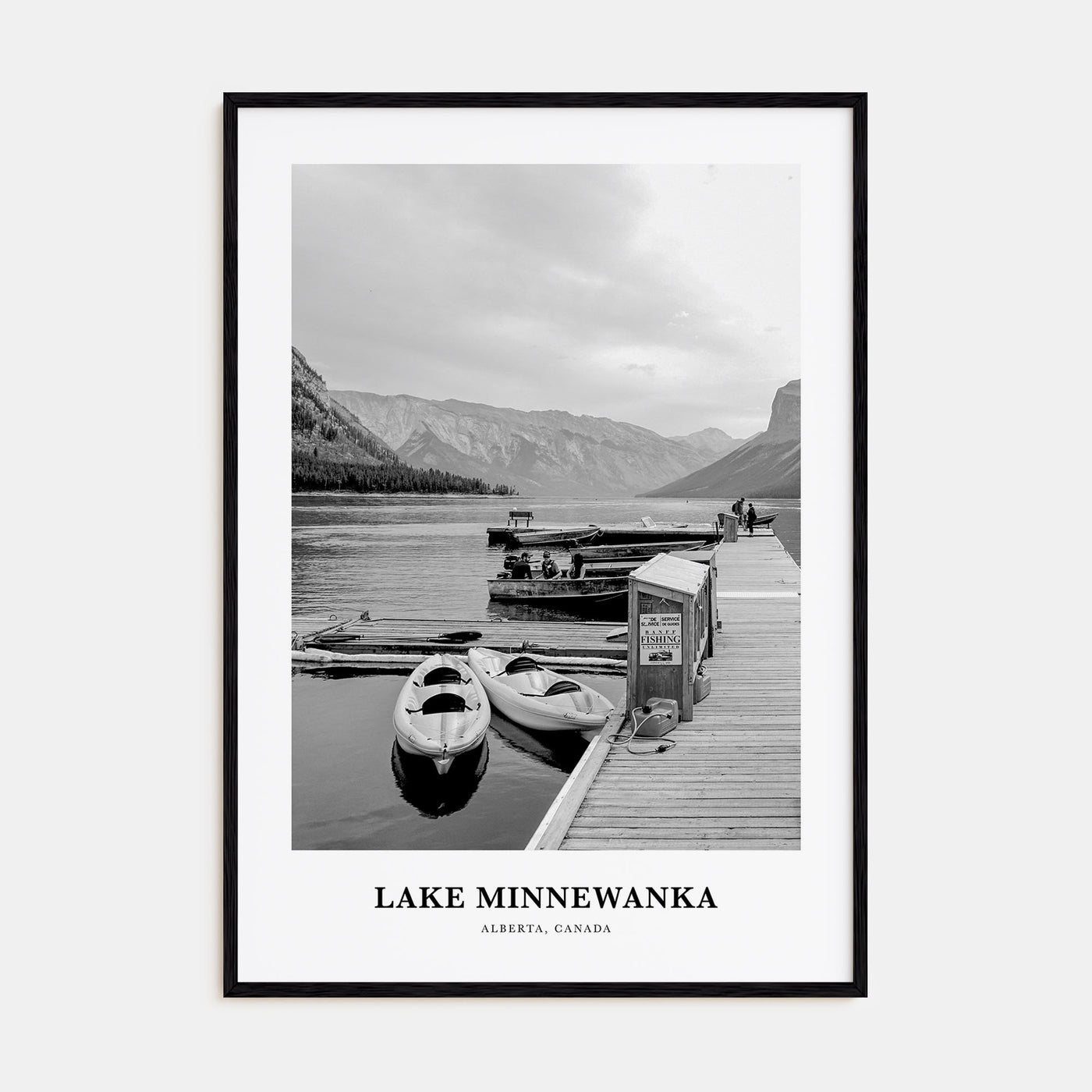 Lake Minnewanka Portrait B&W Poster