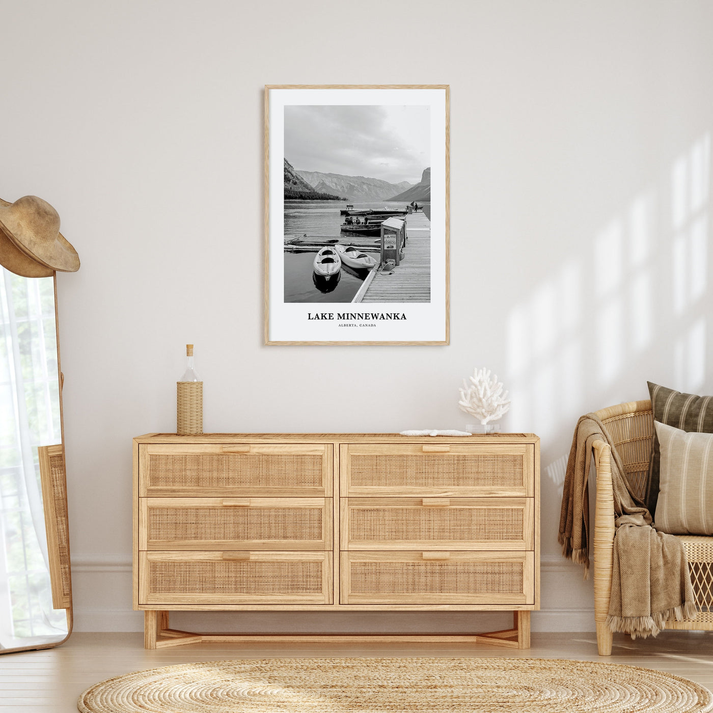 Lake Minnewanka Portrait B&W Poster