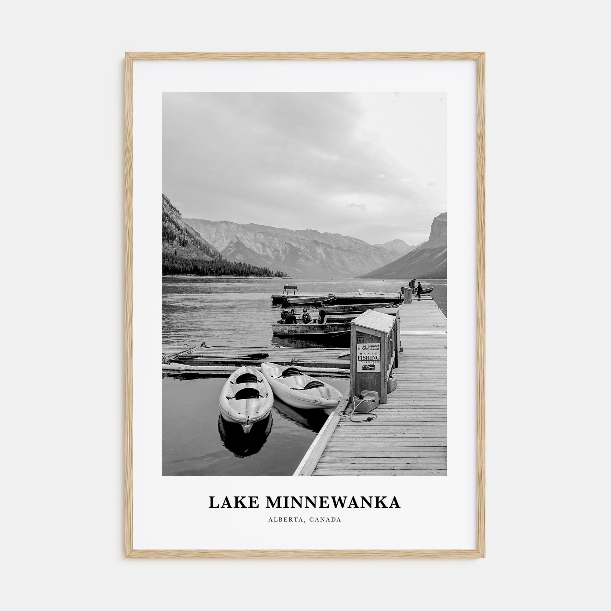 Lake Minnewanka Portrait B&W Poster