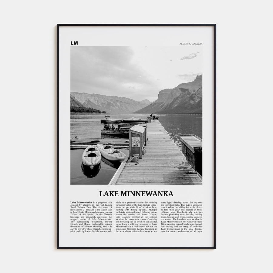 Lake Minnewanka Travel B&W Poster