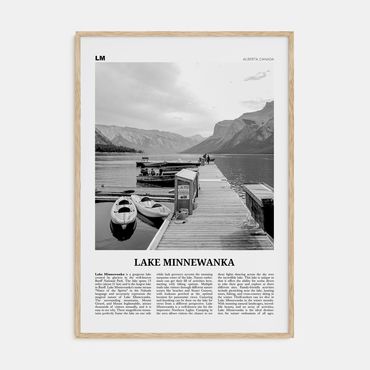 Lake Minnewanka Travel B&W Poster
