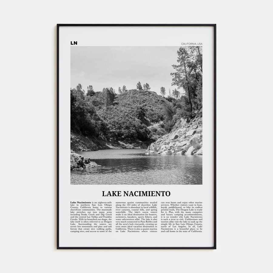 Lake Nacimiento Travel B&W Poster