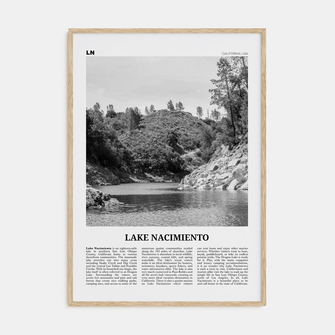 Lake Nacimiento Travel B&W Poster