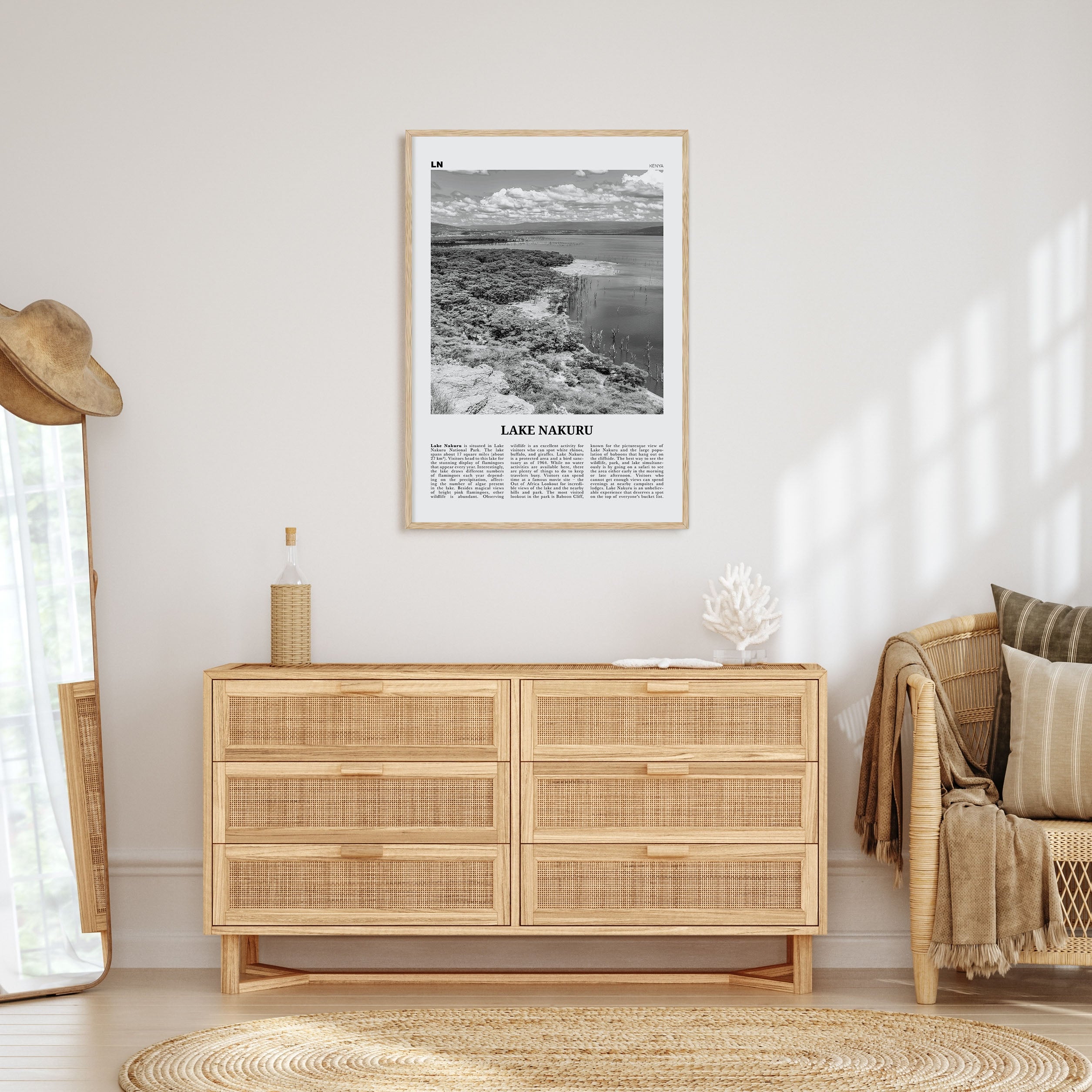 Lake Nakuru Travel B&W Poster