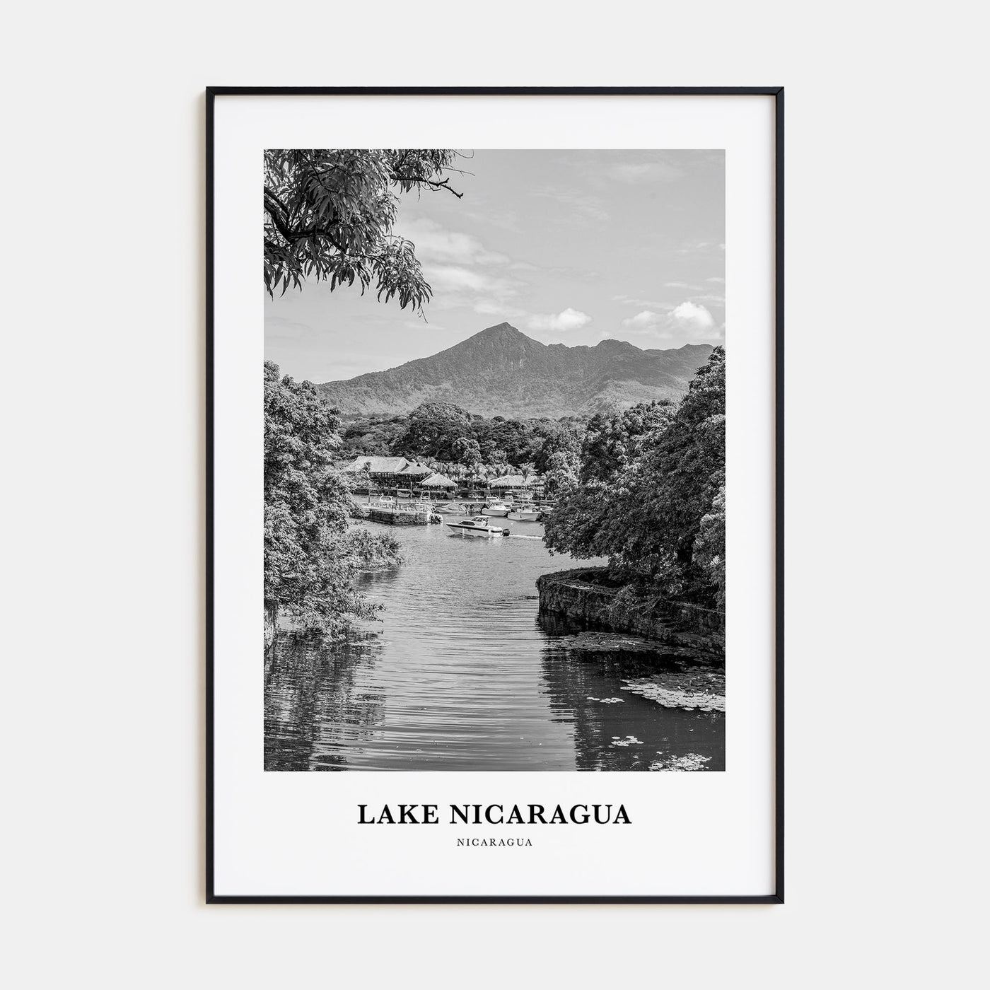Lake Nicaragua Portrait B&W Poster
