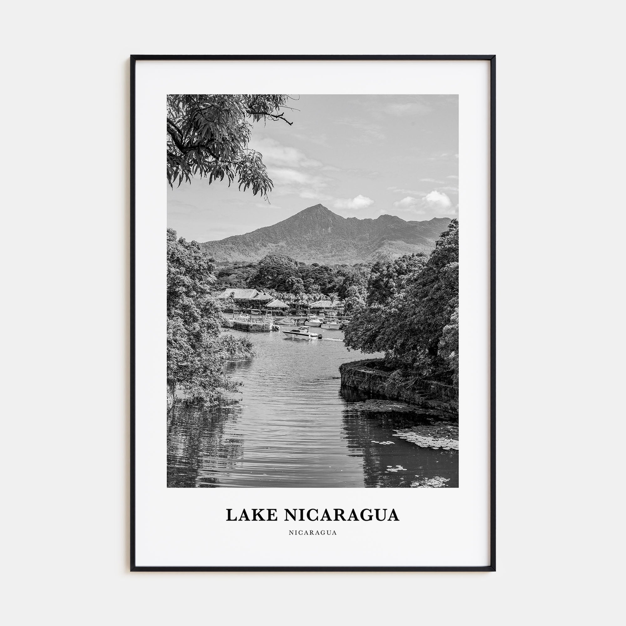 Lake Nicaragua Portrait B&W Poster