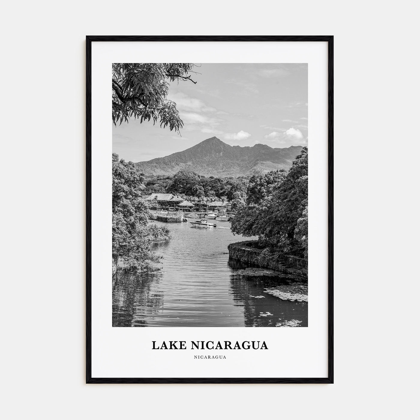 Lake Nicaragua Portrait B&W Poster