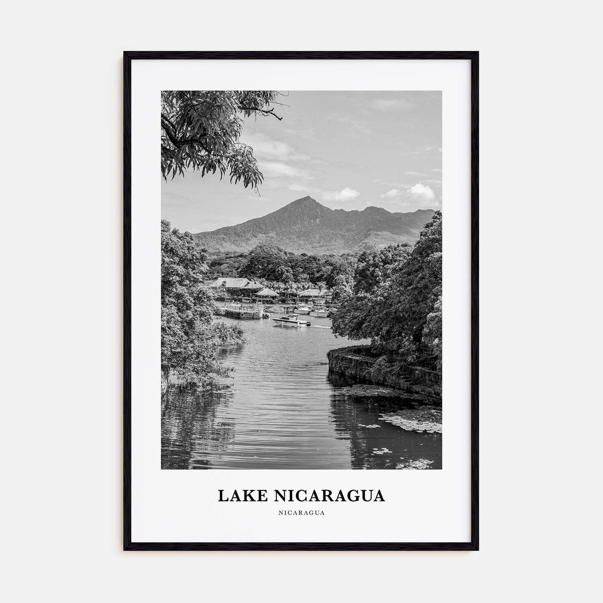 Lake Nicaragua Portrait B&W Poster