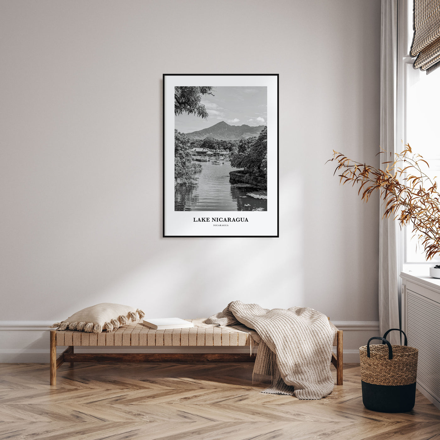 Lake Nicaragua Portrait B&W Poster