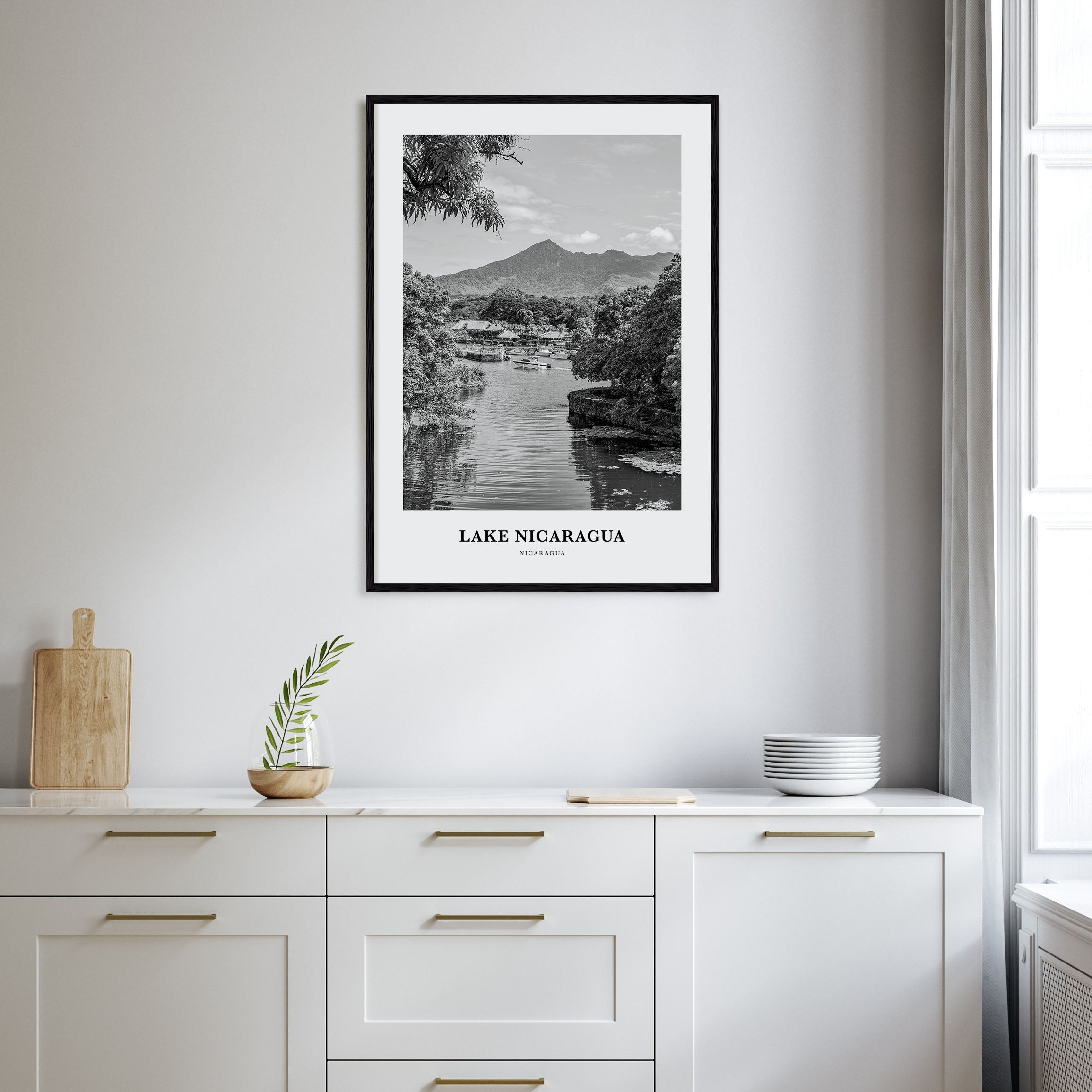 Lake Nicaragua Portrait B&W Poster