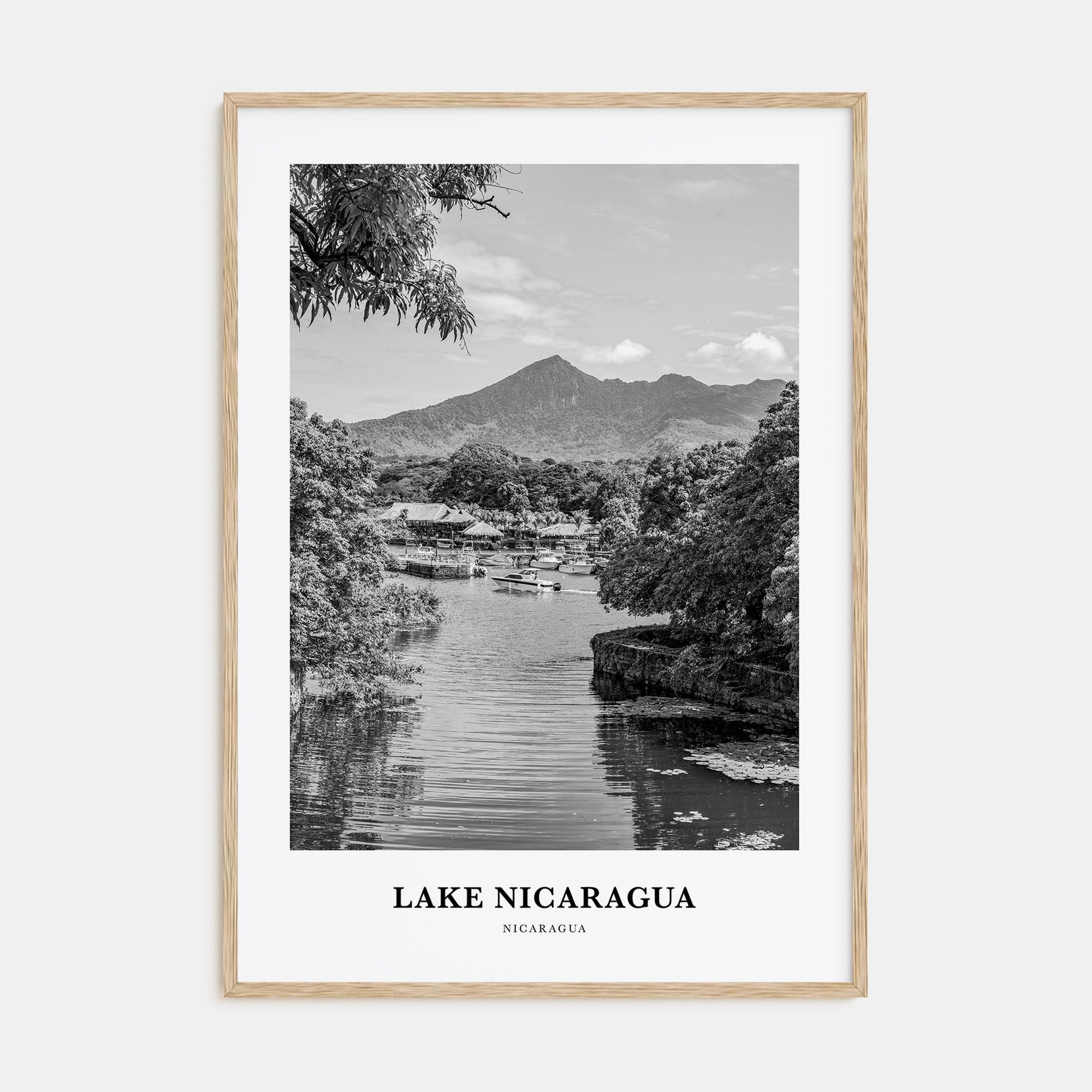 Lake Nicaragua Portrait B&W Poster